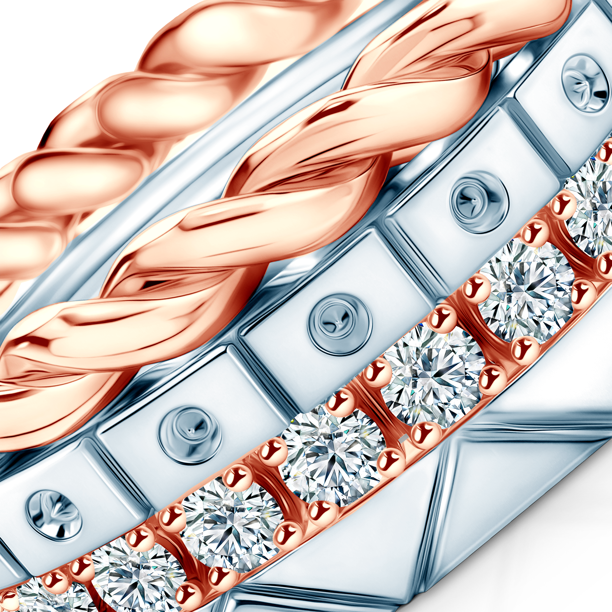 Pierścionki Symphony zestaw: złoty, diamenty