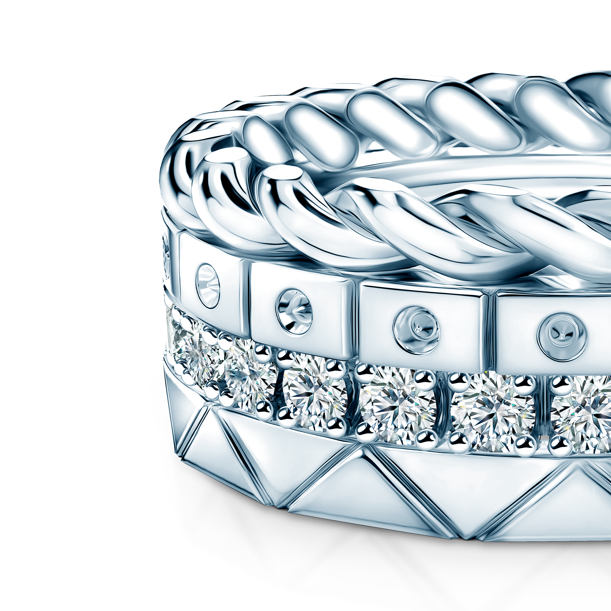 Pierścionki Symphony zestaw: złoty, diamenty