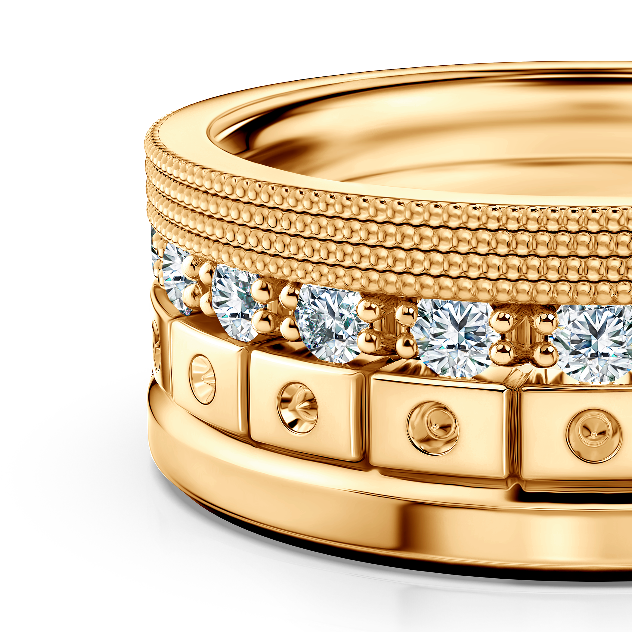 Pierścionki Symphony zestaw: złoty, diamenty laboratoryjne