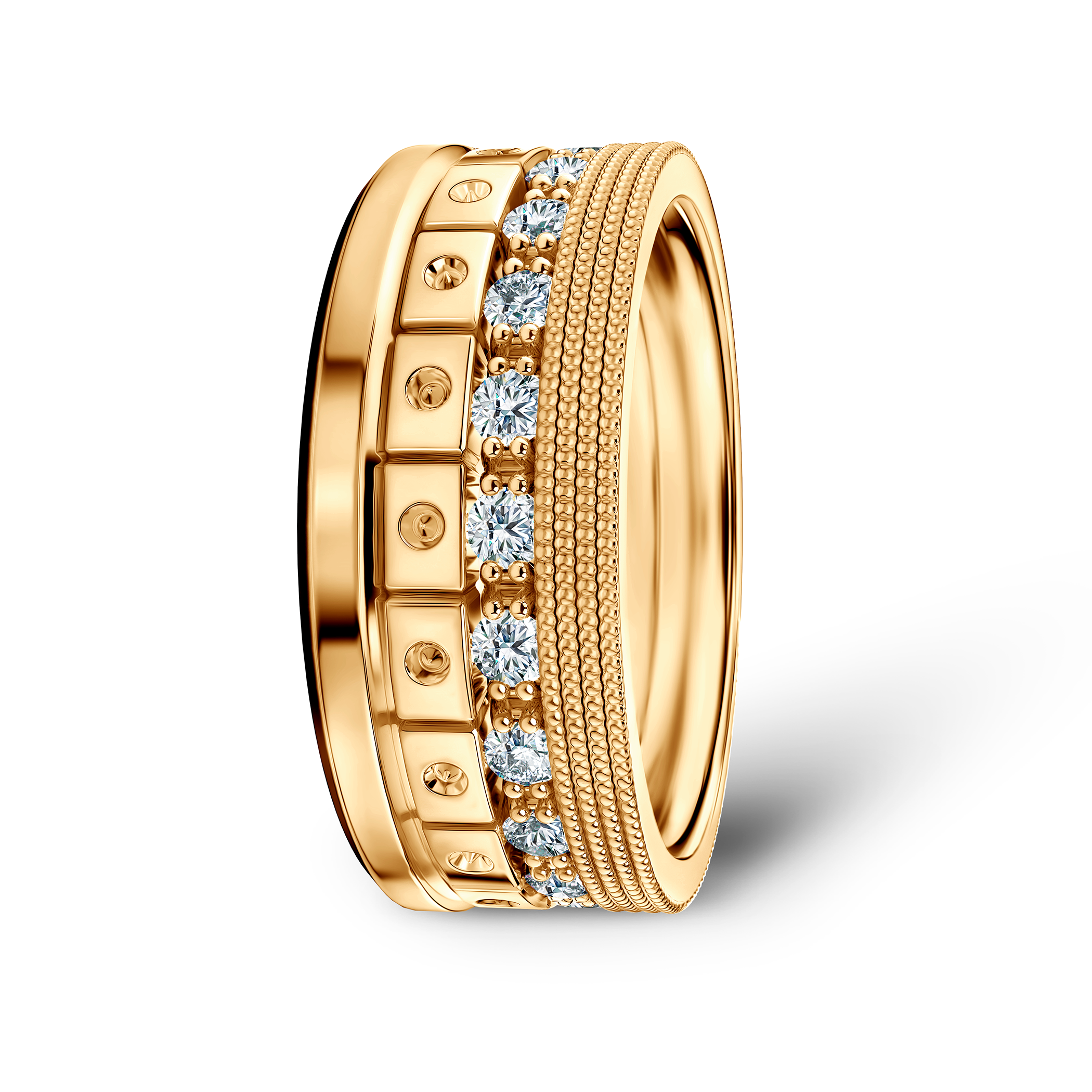 Pierścionki Symphony zestaw: złoty, diamenty laboratoryjne