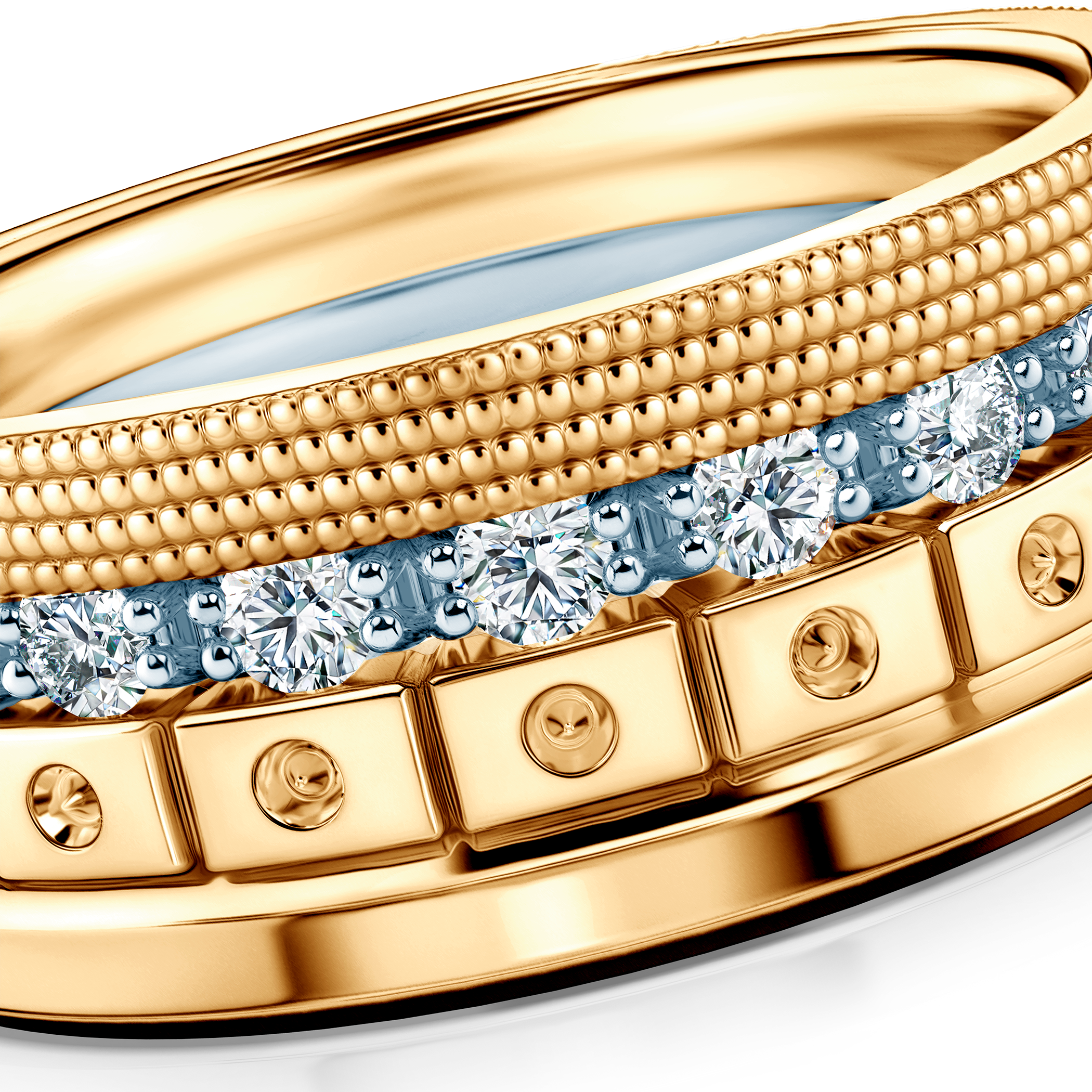 Pierścionki Symphony zestaw: złoty, diamenty laboratoryjne