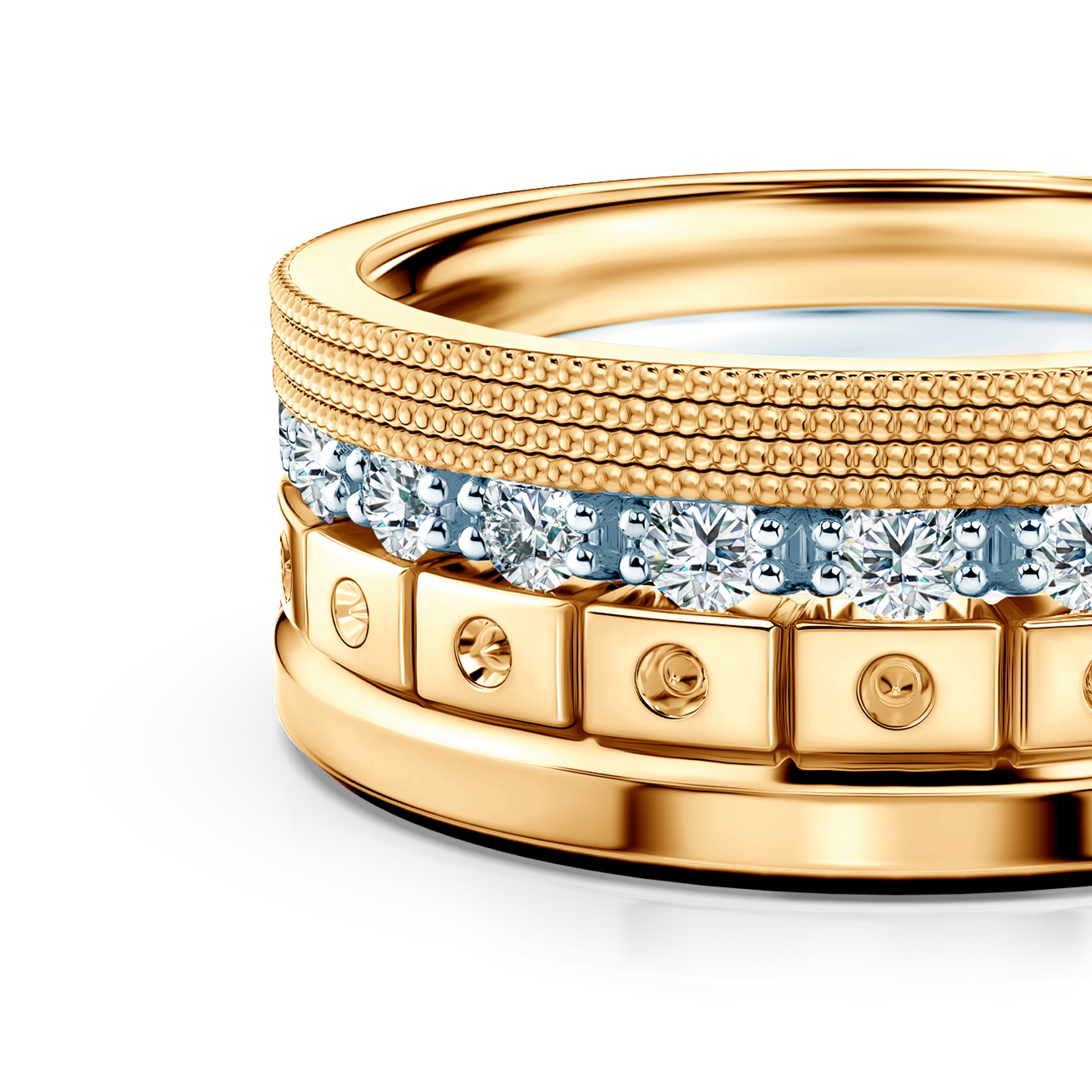 Pierścionki Symphony zestaw: złoty, diamenty laboratoryjne