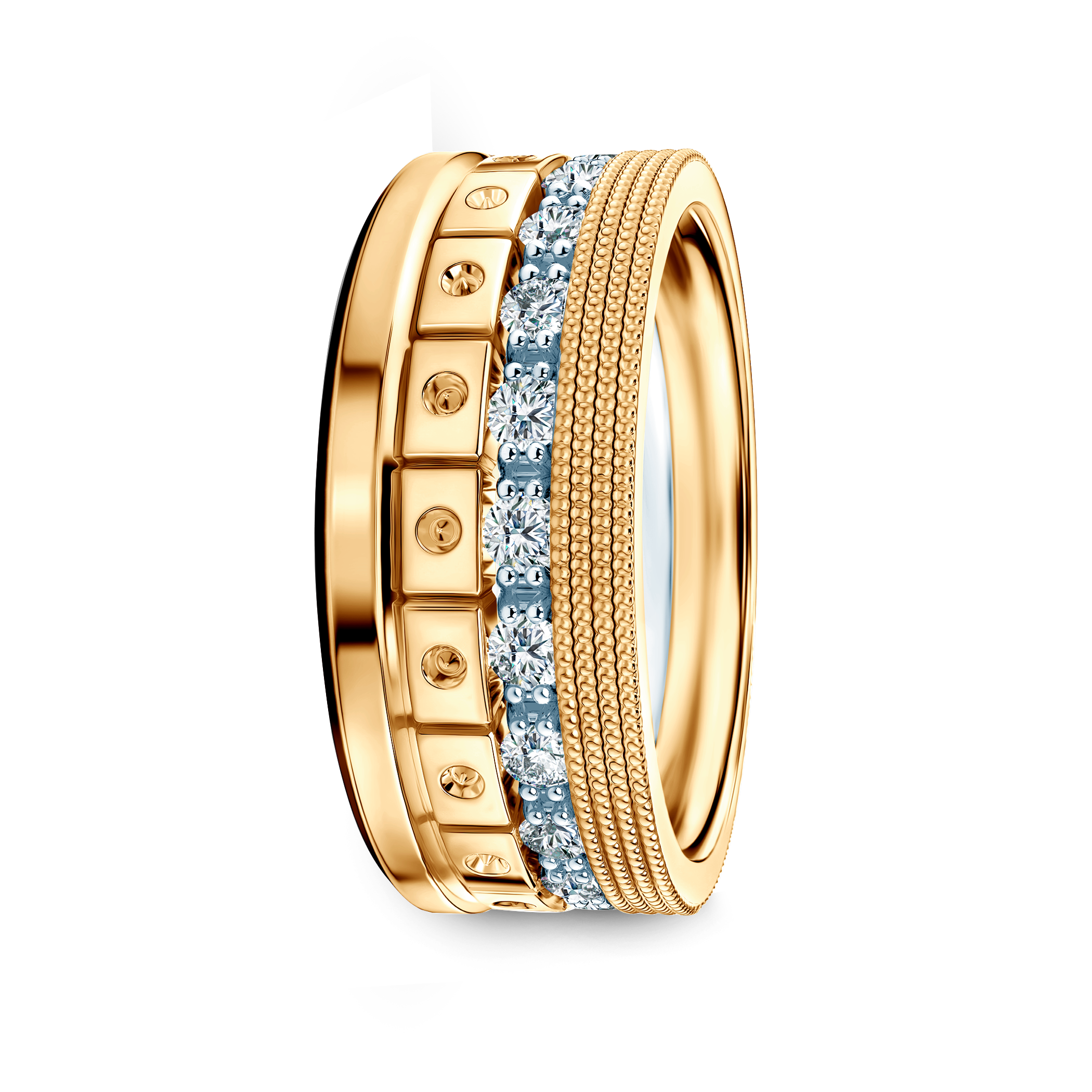 Pierścionki Symphony zestaw: złoty, diamenty laboratoryjne