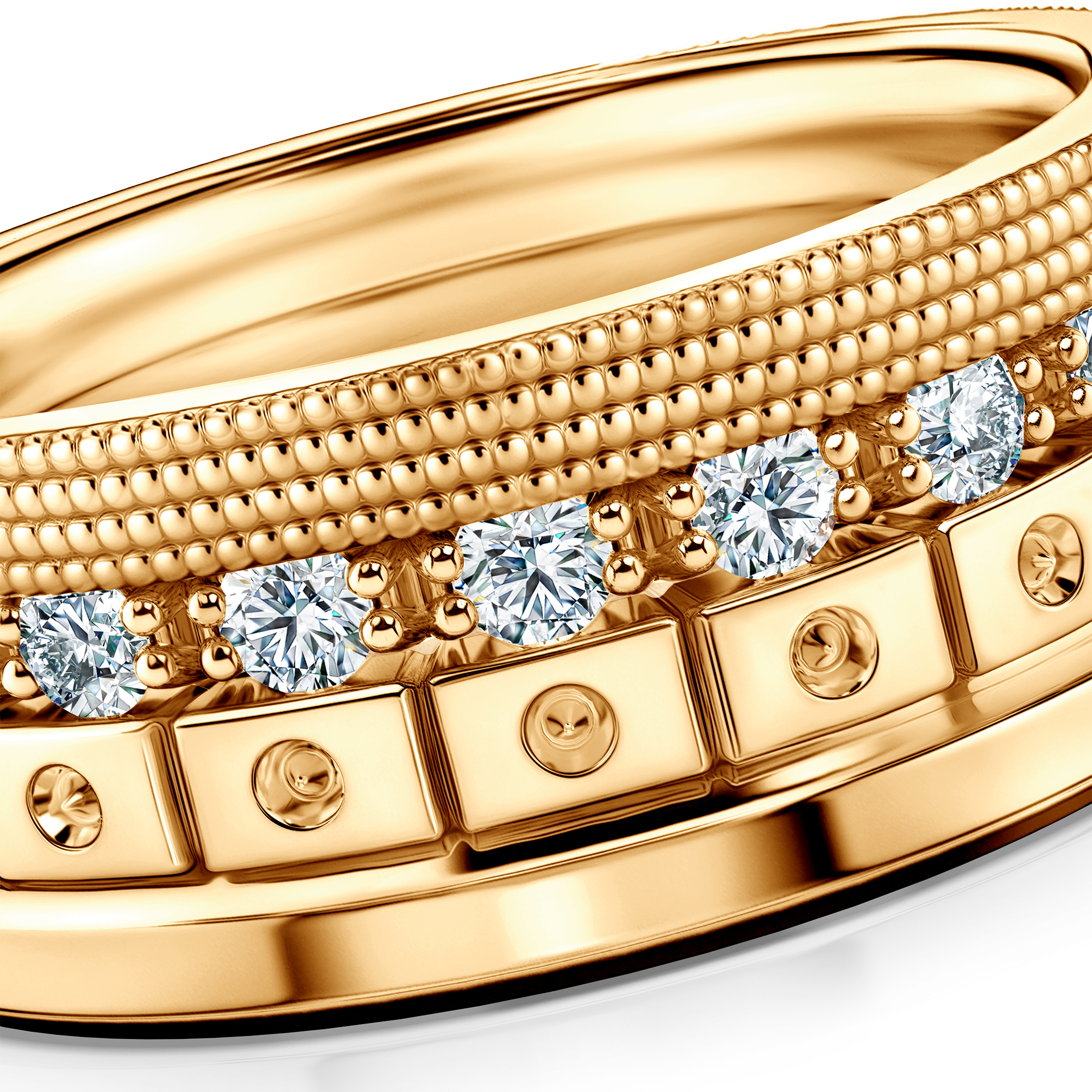 Pierścionki Symphony zestaw: złoty, diamenty