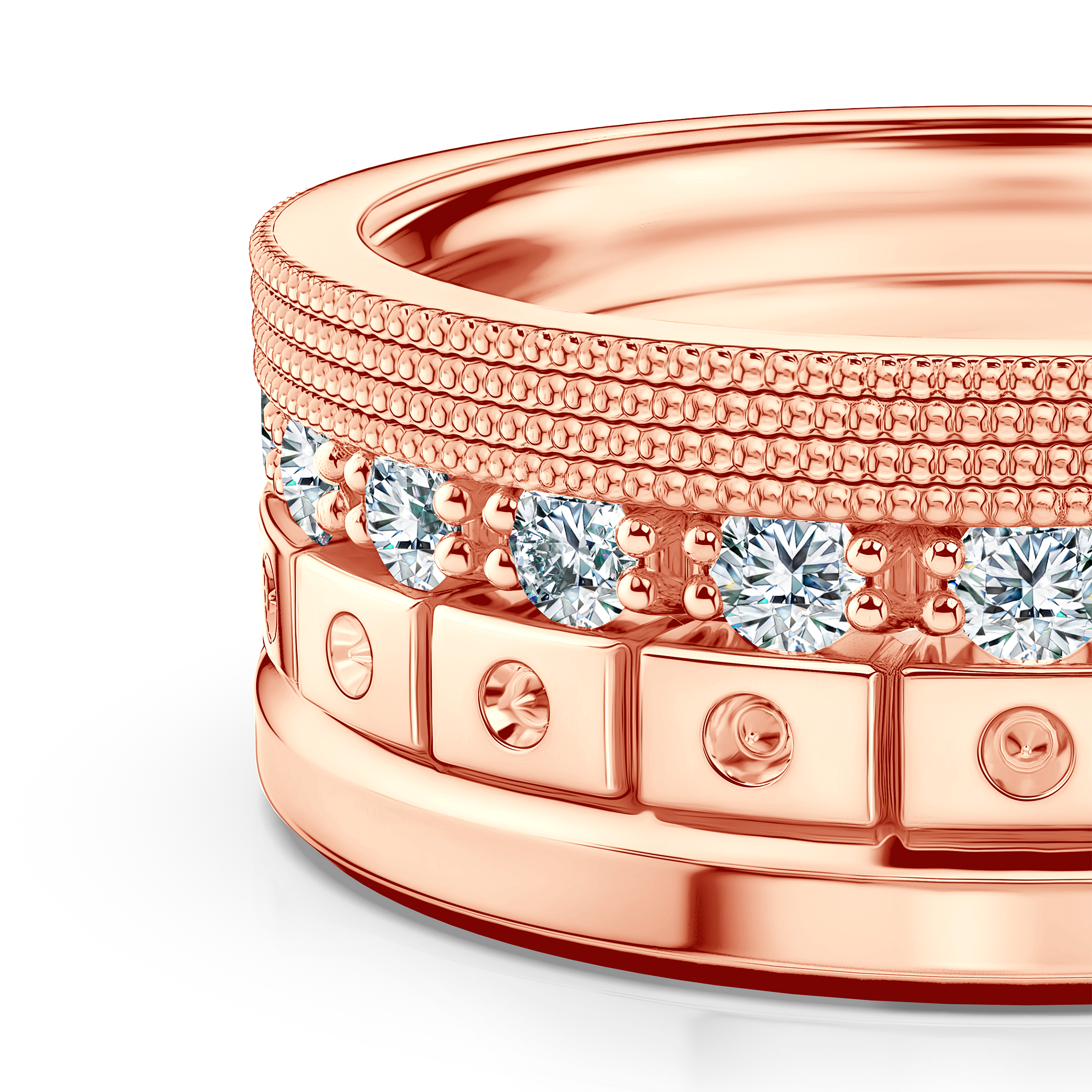 Pierścionki Symphony zestaw: złoty, diamenty