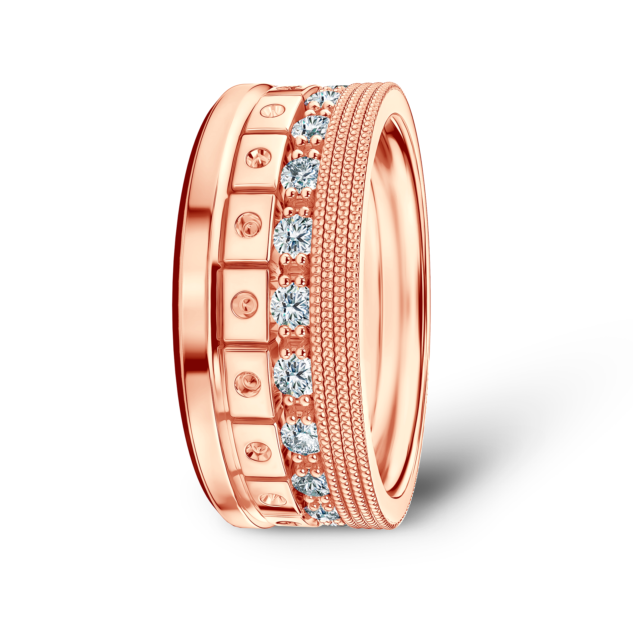 Pierścionki Symphony zestaw: złoty, diamenty