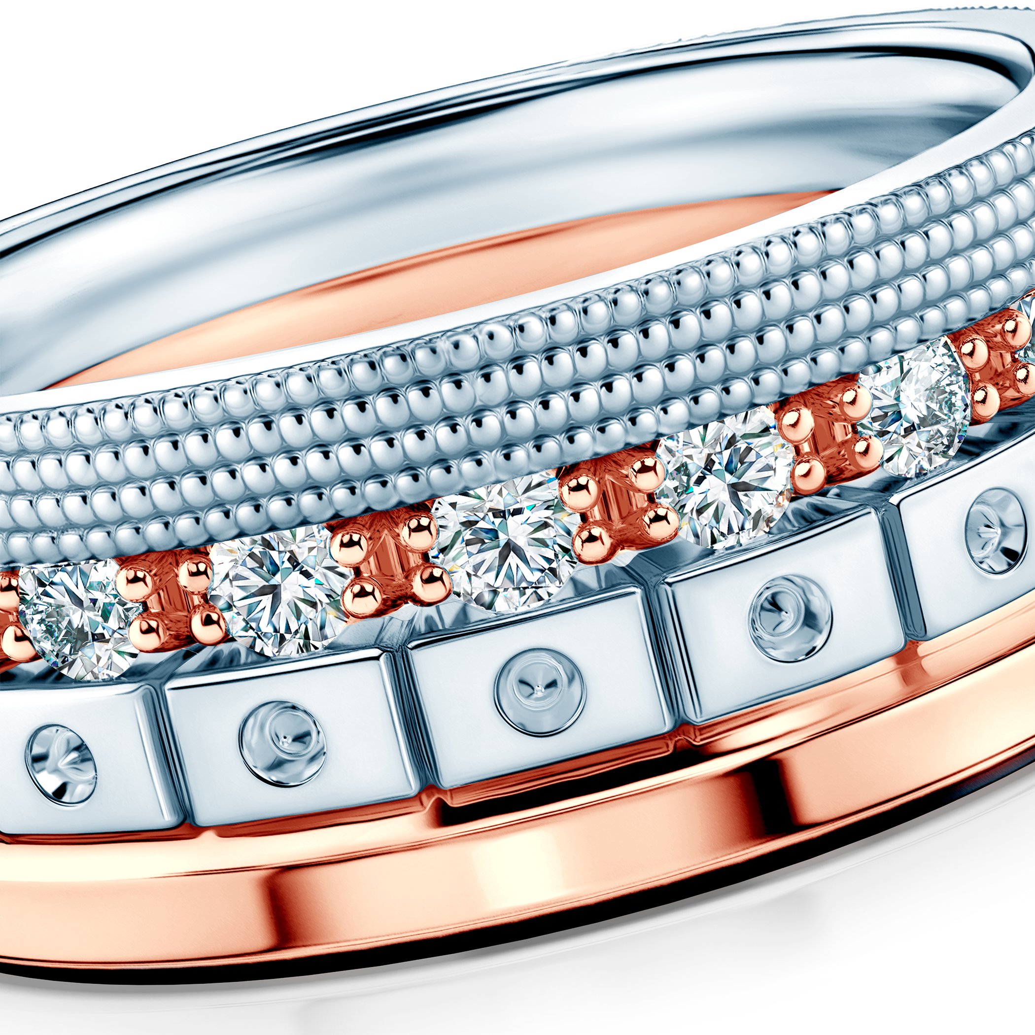 Pierścionki Symphony zestaw: złoty, diamenty