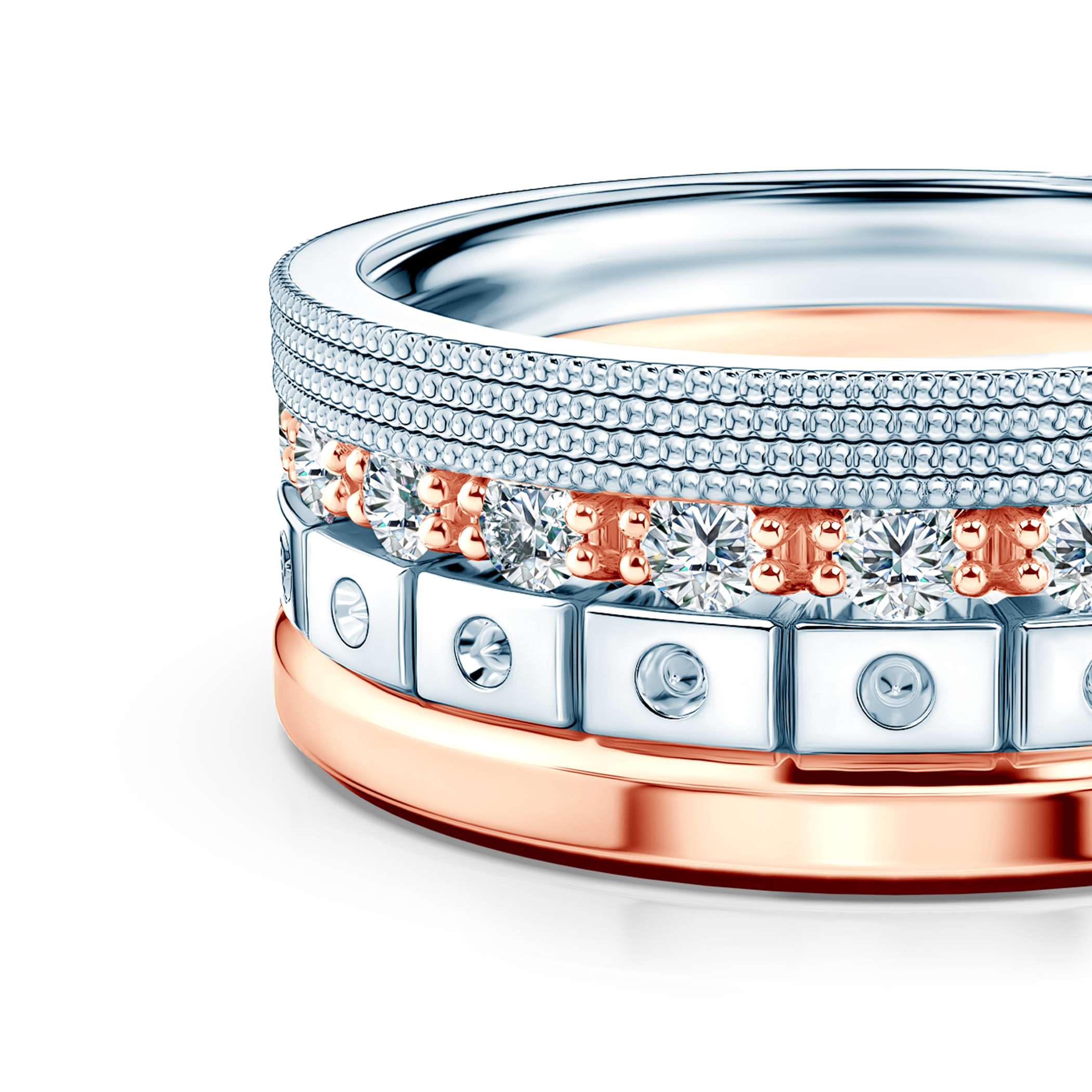 Pierścionki Symphony zestaw: złoty, diamenty