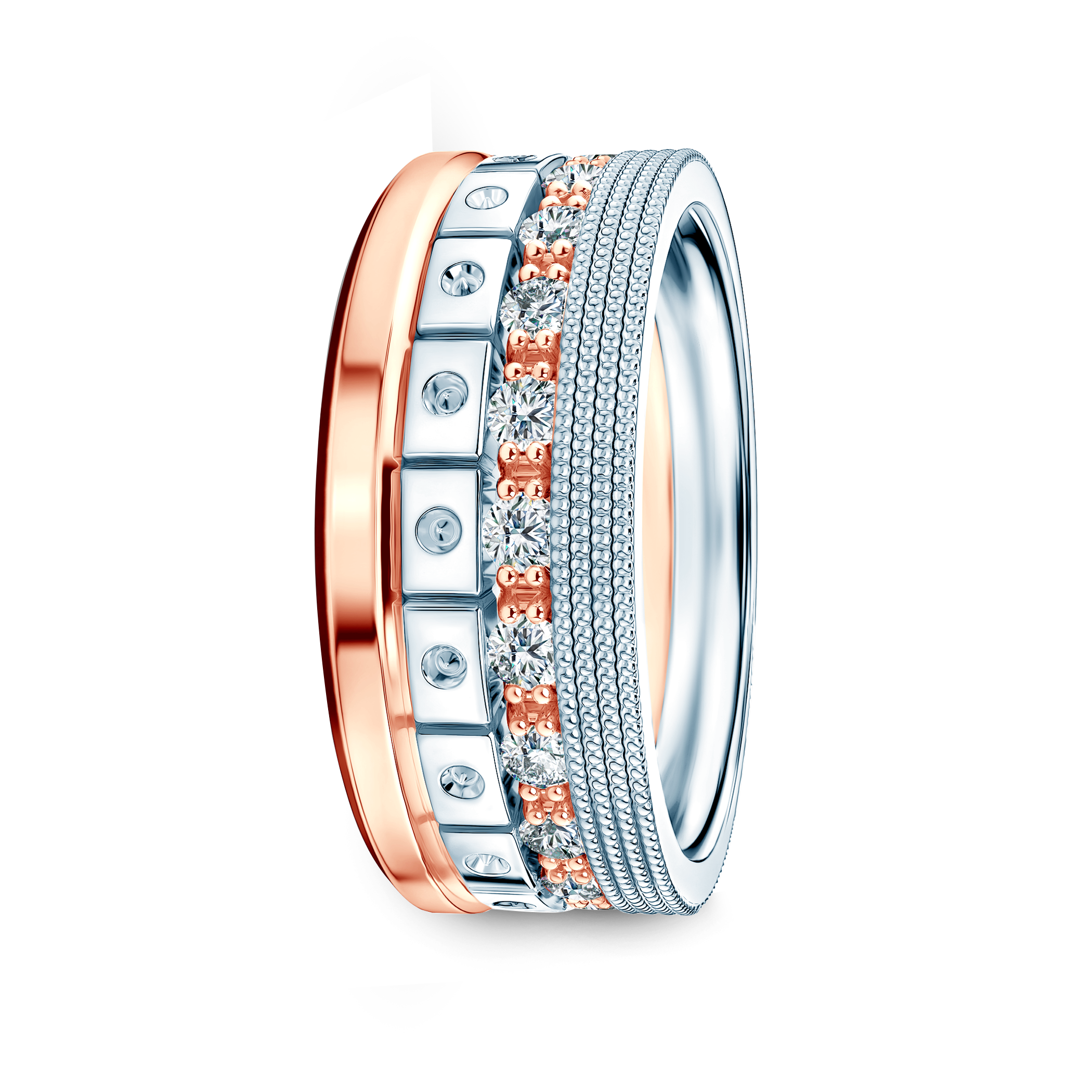 Pierścionki Symphony zestaw: złoty, diamenty