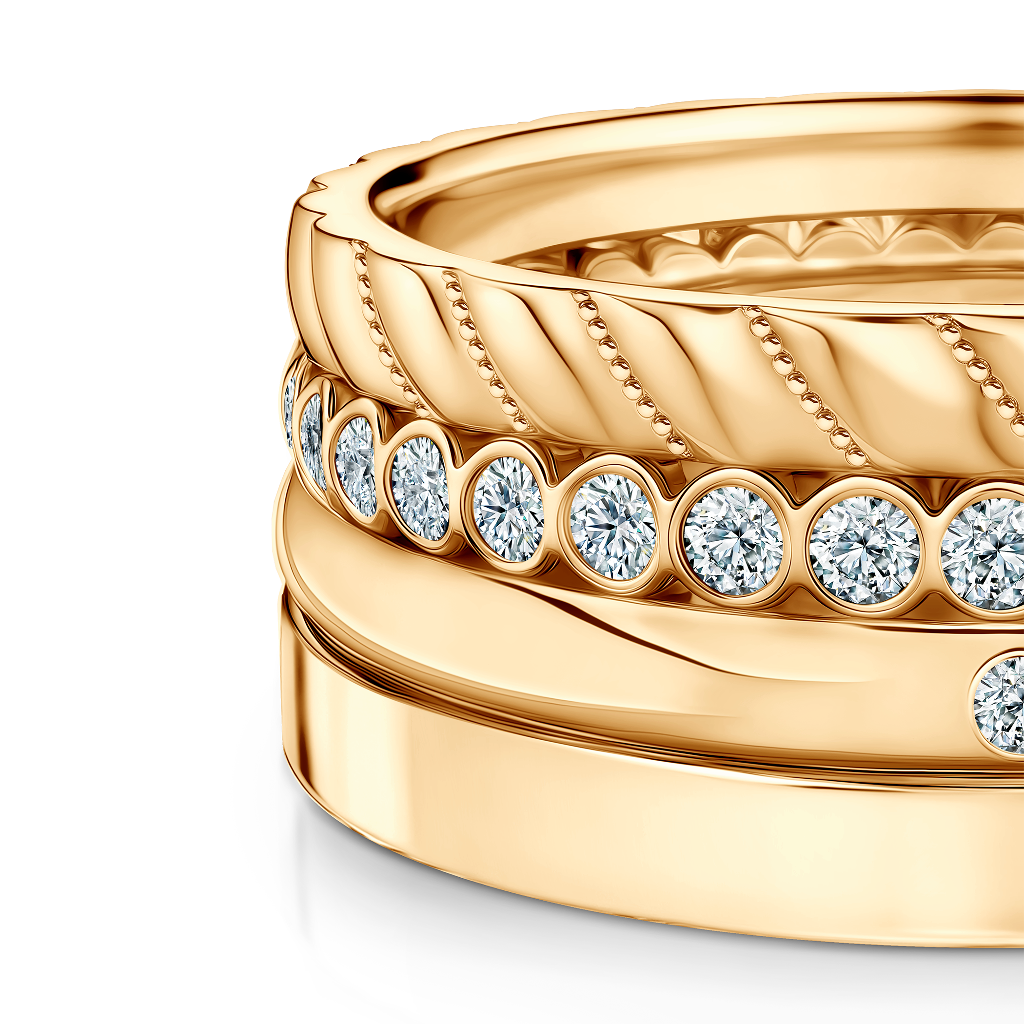 Pierścionki Symphony zestaw: złoty, diamenty laboratoryjne