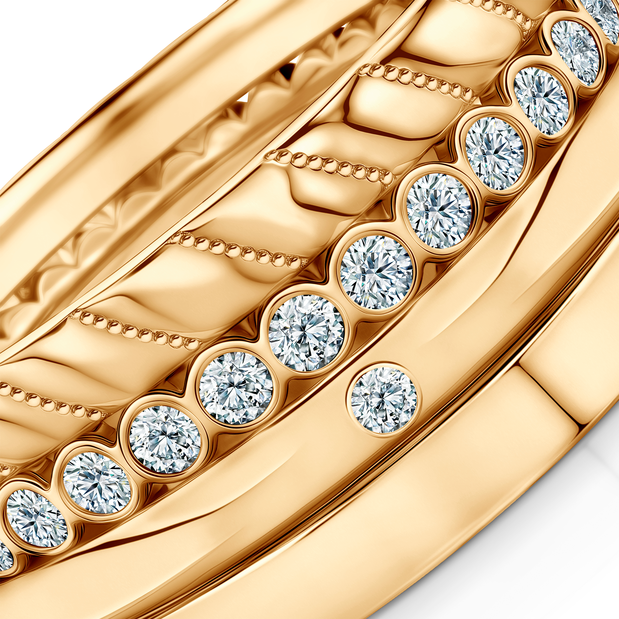 Pierścionki Symphony zestaw: złoty, diamenty