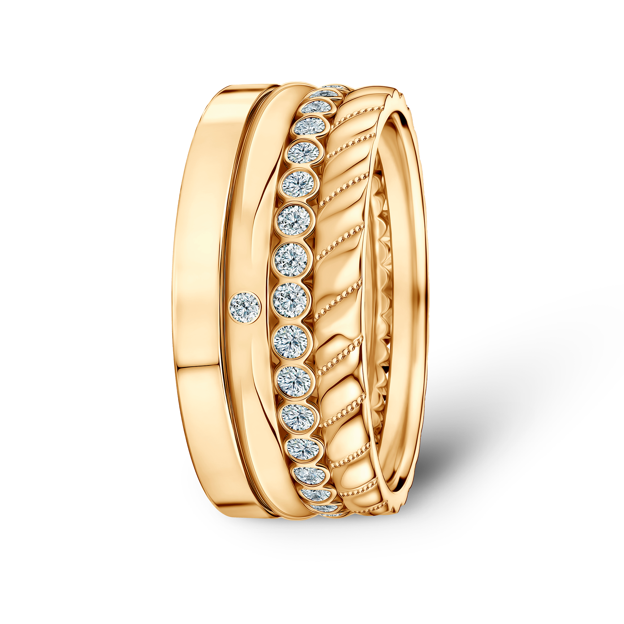 Pierścionki Symphony zestaw: złoty, diamenty