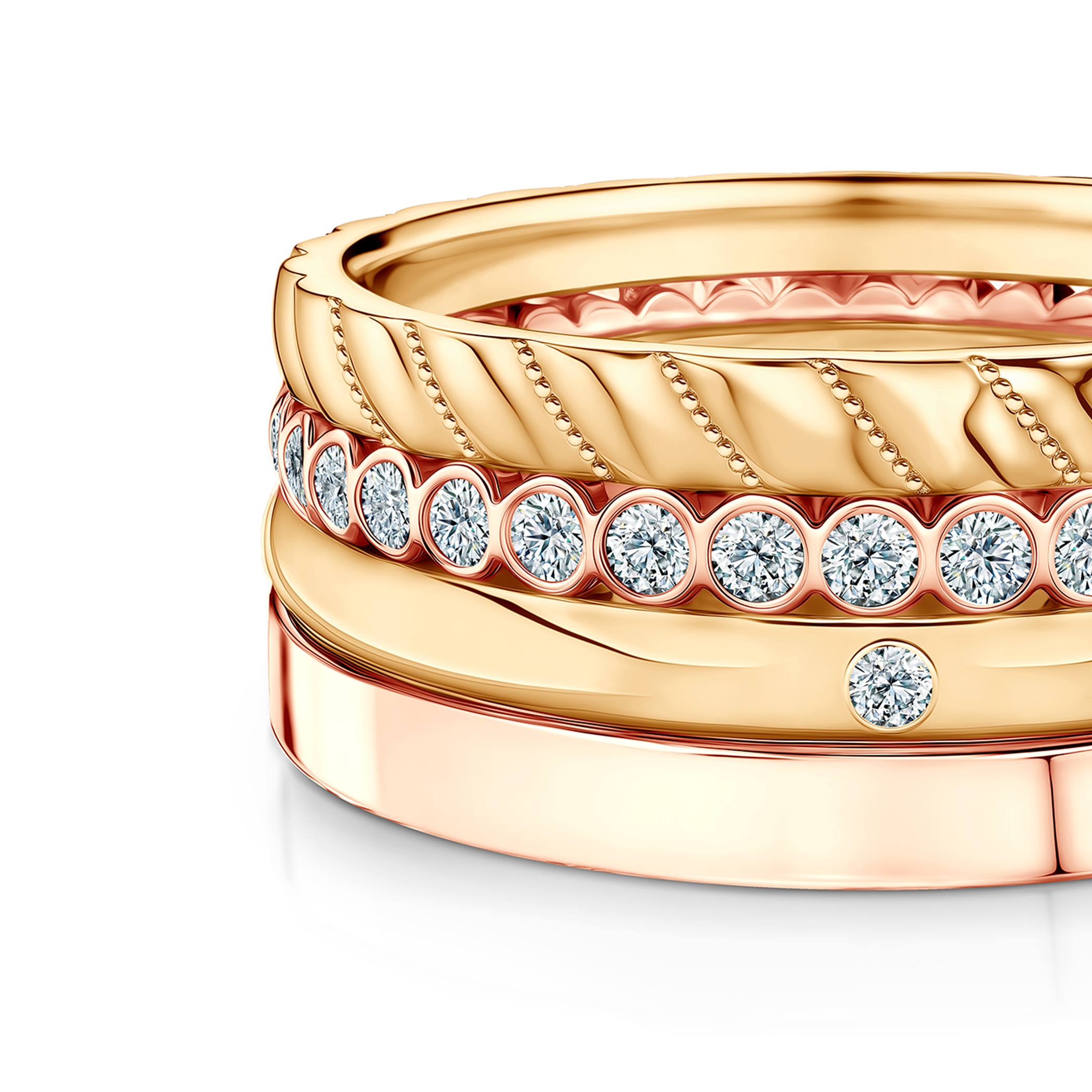 Pierścionki Symphony zestaw: złoty, diamenty laboratoryjne