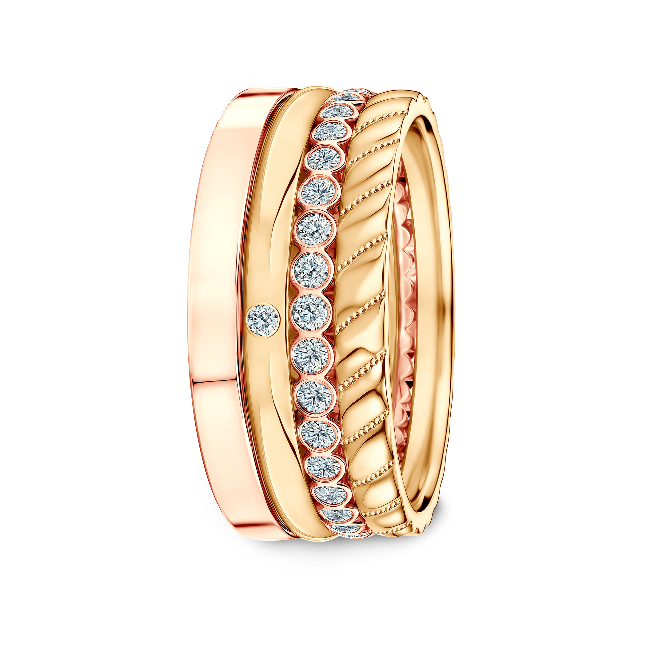 Pierścionki Symphony zestaw: złoty, diamenty laboratoryjne