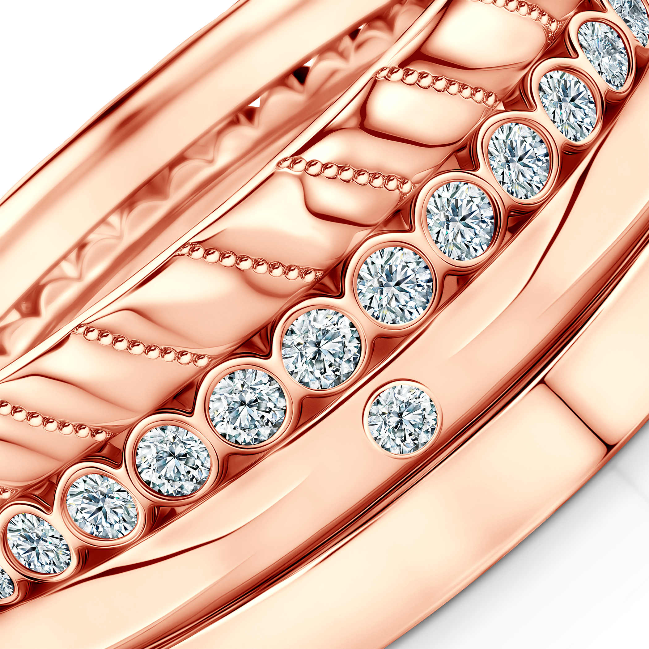 Pierścionki Symphony zestaw: złoty, diamenty laboratoryjne