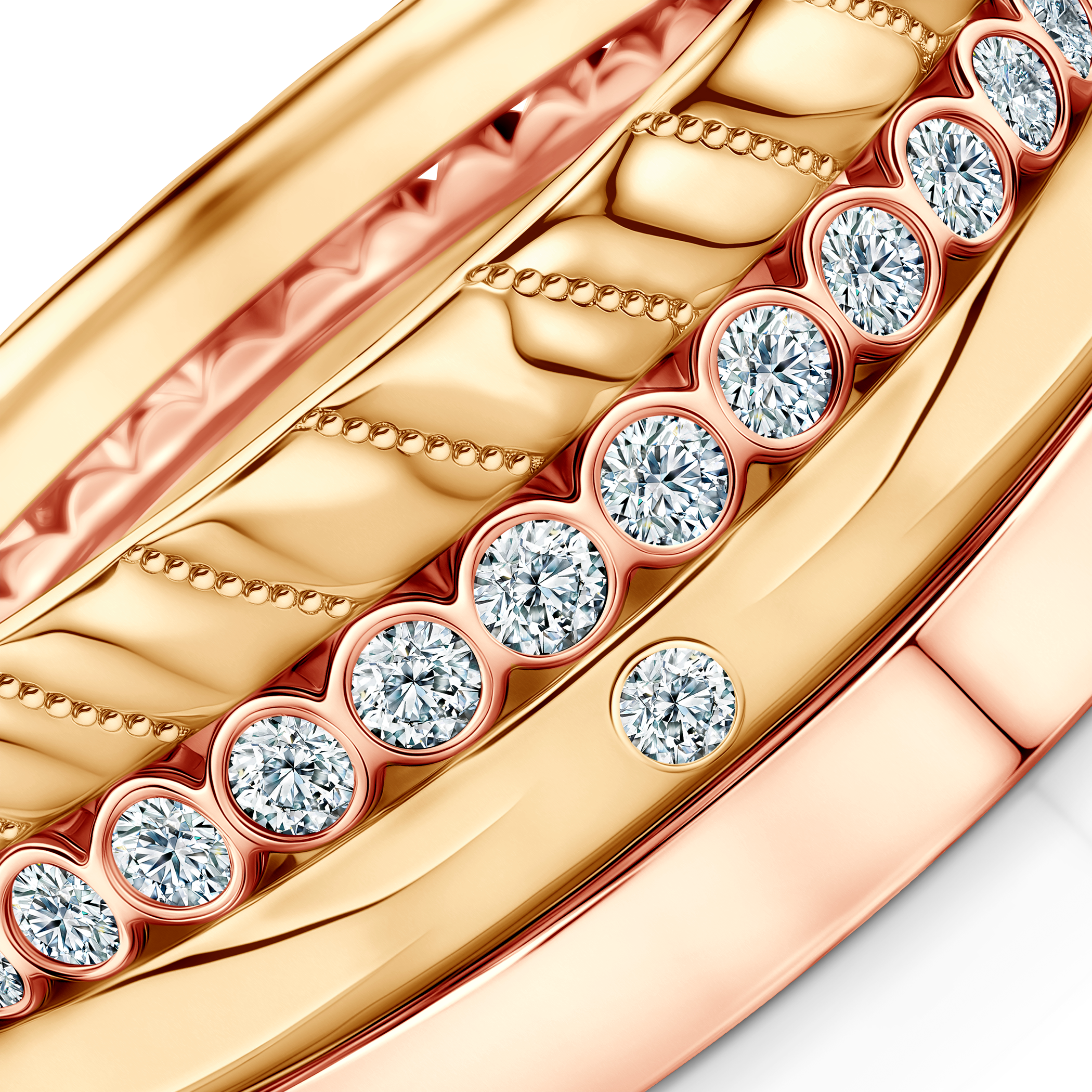 Pierścionki Symphony zestaw: złoty, diamenty