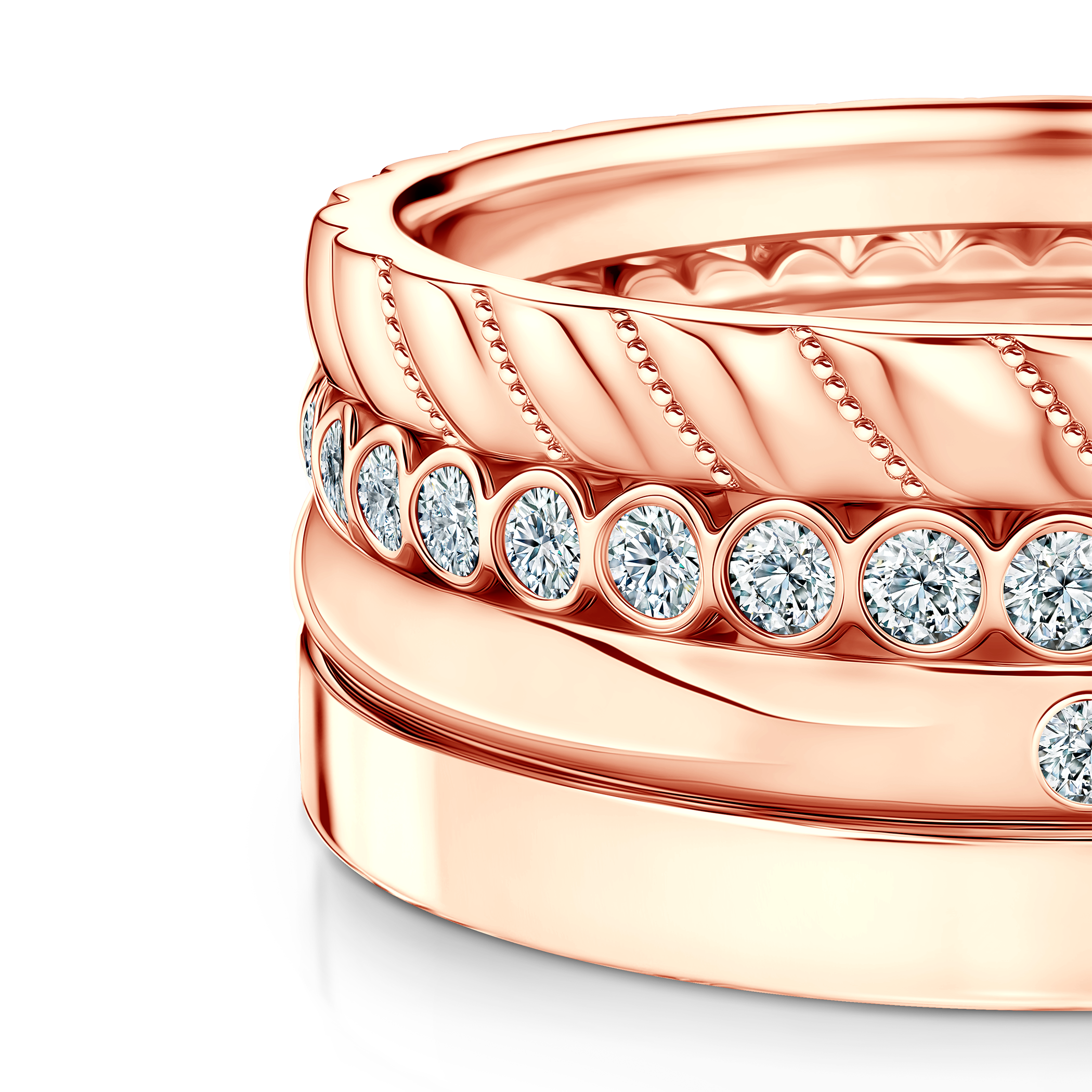 Pierścionki Symphony zestaw: złoty, diamenty