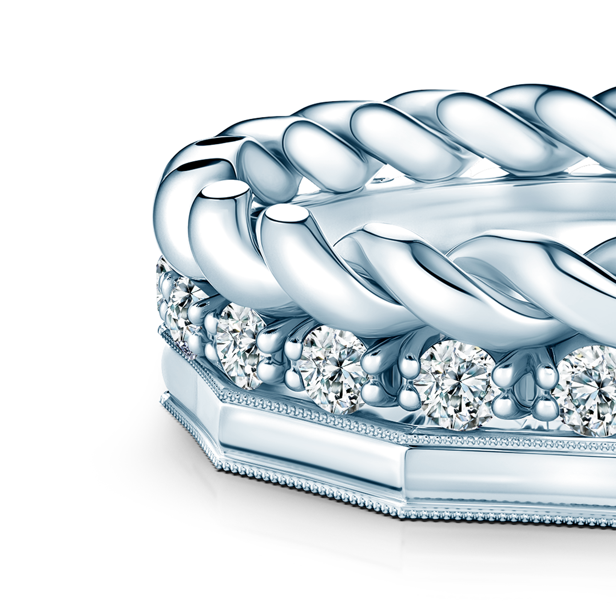 Pierścionki Symphony zestaw: srebrny, diamenty laboratoryjne