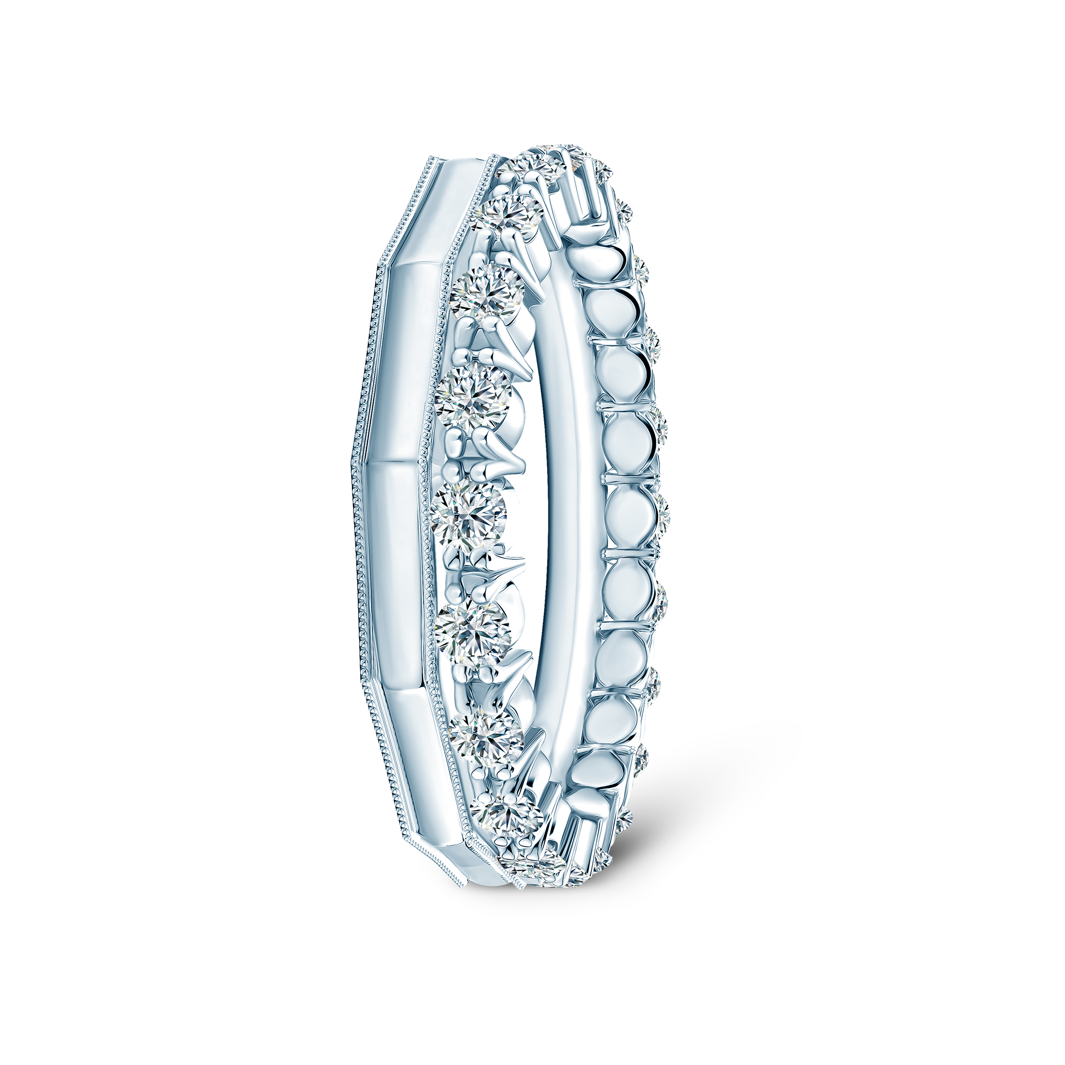 Pierścionki Symphony zestaw: srebrny, diamenty laboratoryjne