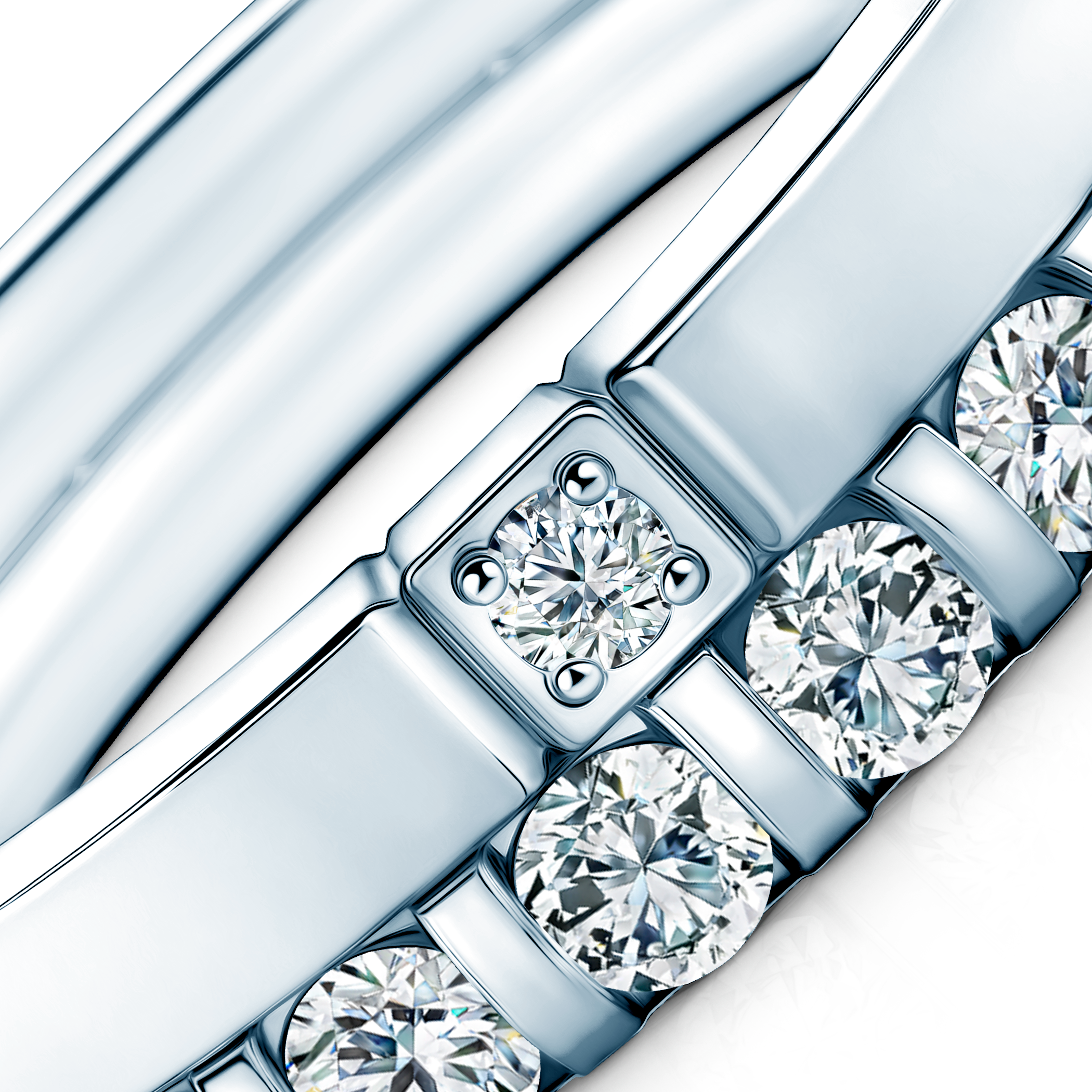 Pierścionki Symphony zestaw: srebrny, diamenty laboratoryjne