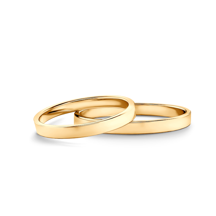 Wedding Rings: gold, Flat Shaped, 2 mm