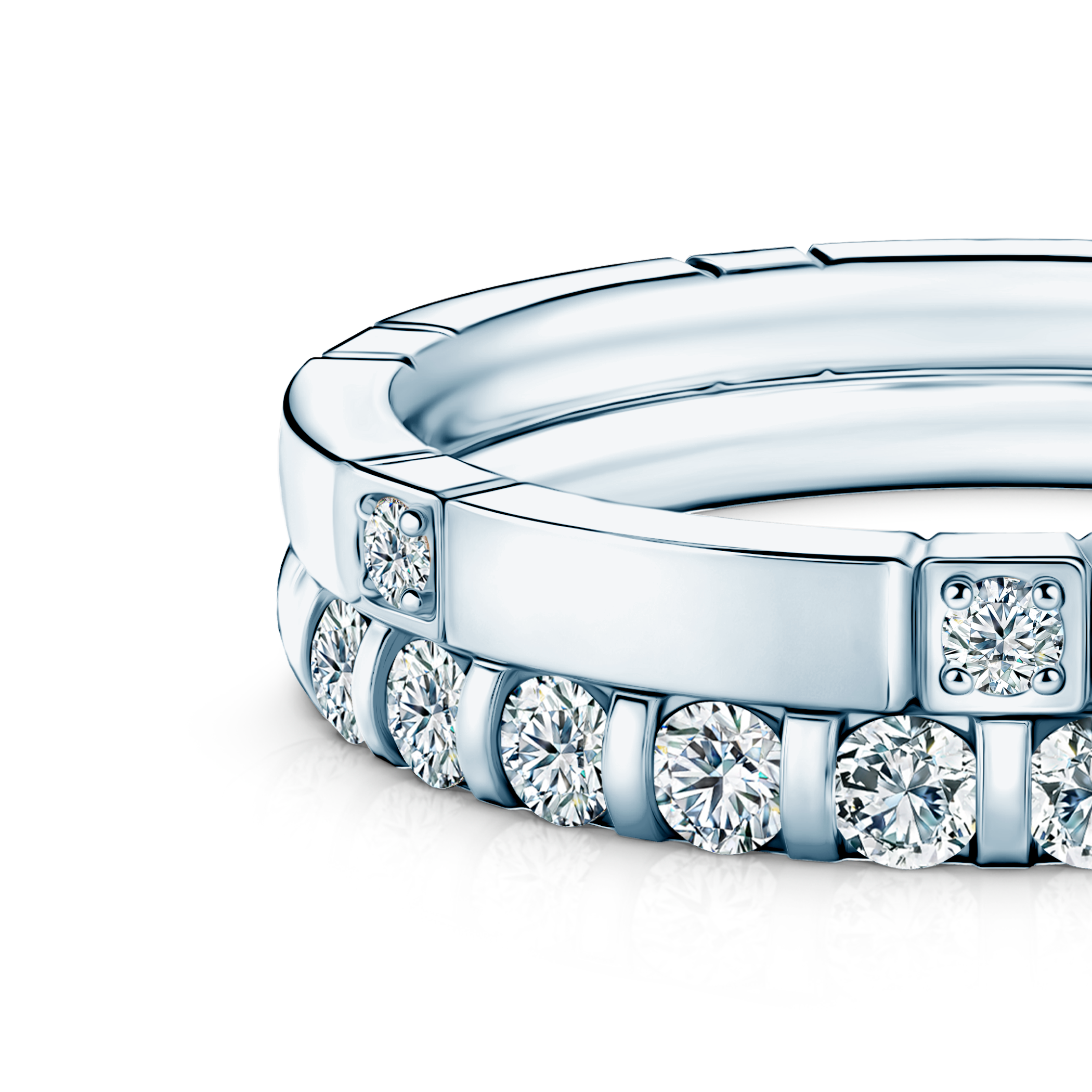 Pierścionki Symphony zestaw: srebrny, diamenty laboratoryjne