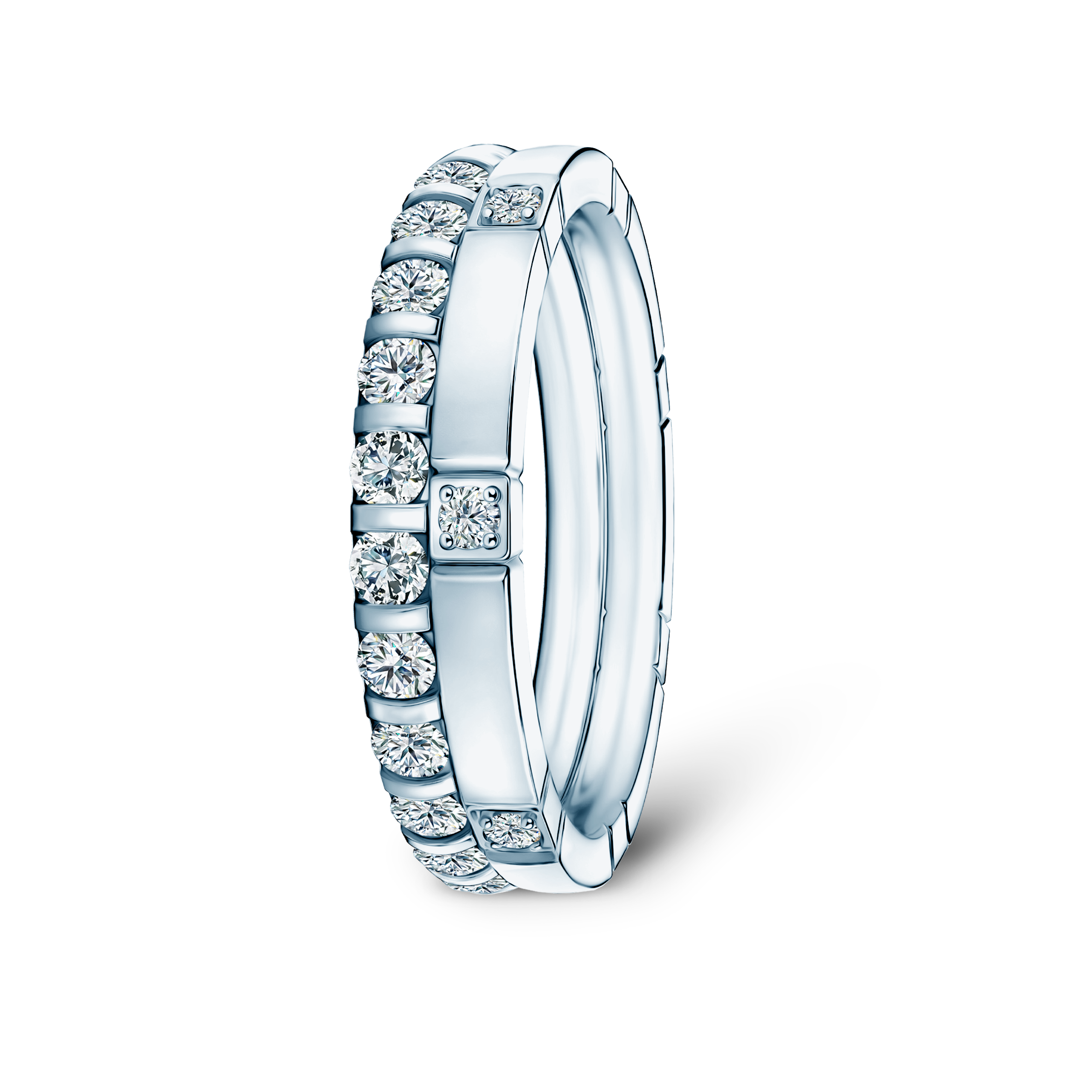 Pierścionki Symphony zestaw: srebrny, diamenty laboratoryjne