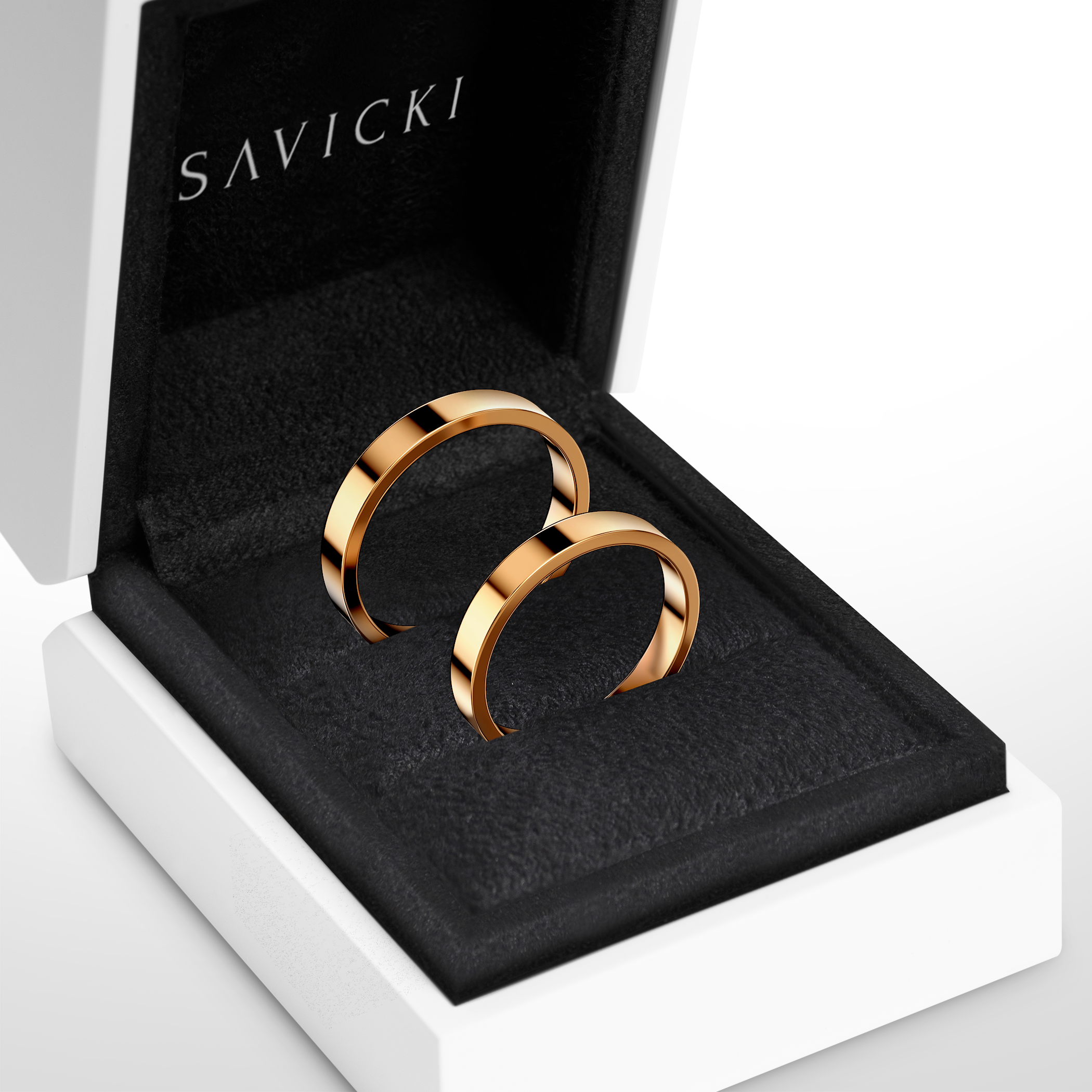 Obrączki ślubne: złote, płaskie, 3 mm