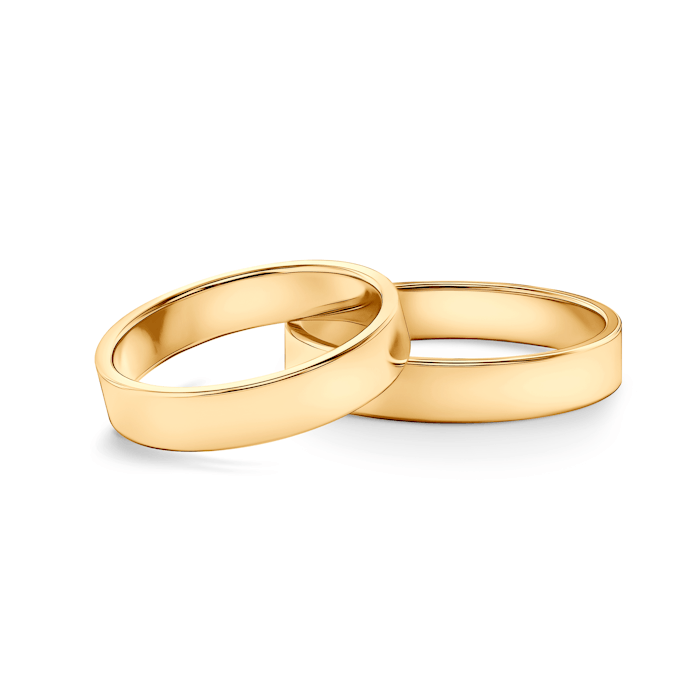 Snubní prsteny: žluté zlato, ploché, 4 mm