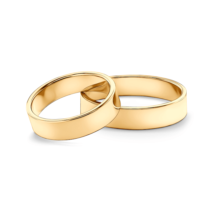 Wedding Rings: gold, Flat Shaped, 5 mm