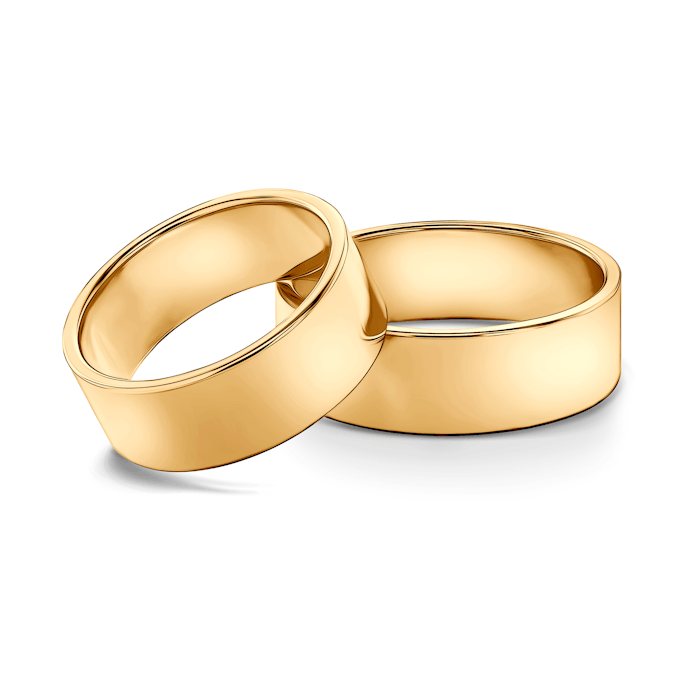 Obrączki ślubne: złote, płaskie, 7 mm