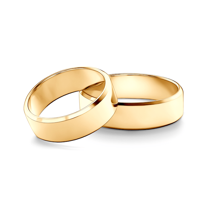 Wedding Rings: gold, Flat-Sided, 6 mm