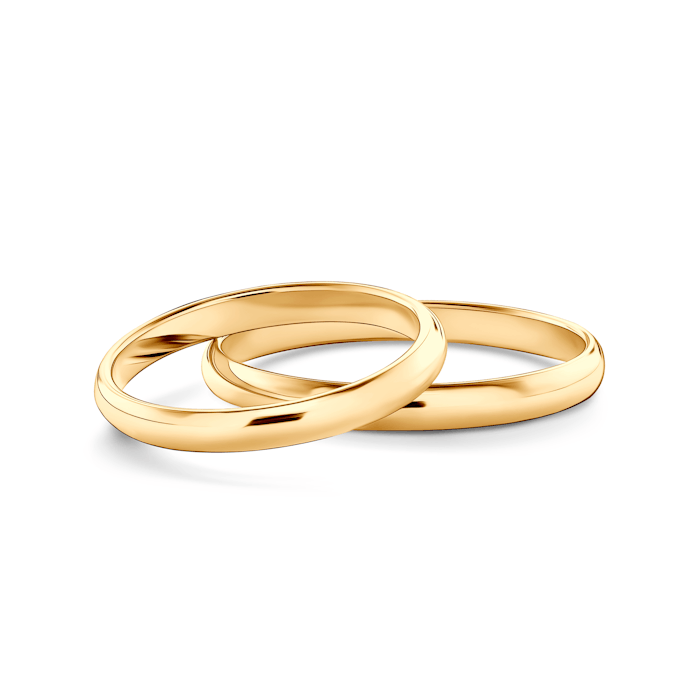 Snubní prsteny: žluté zlato, půlkulaté, 2 mm