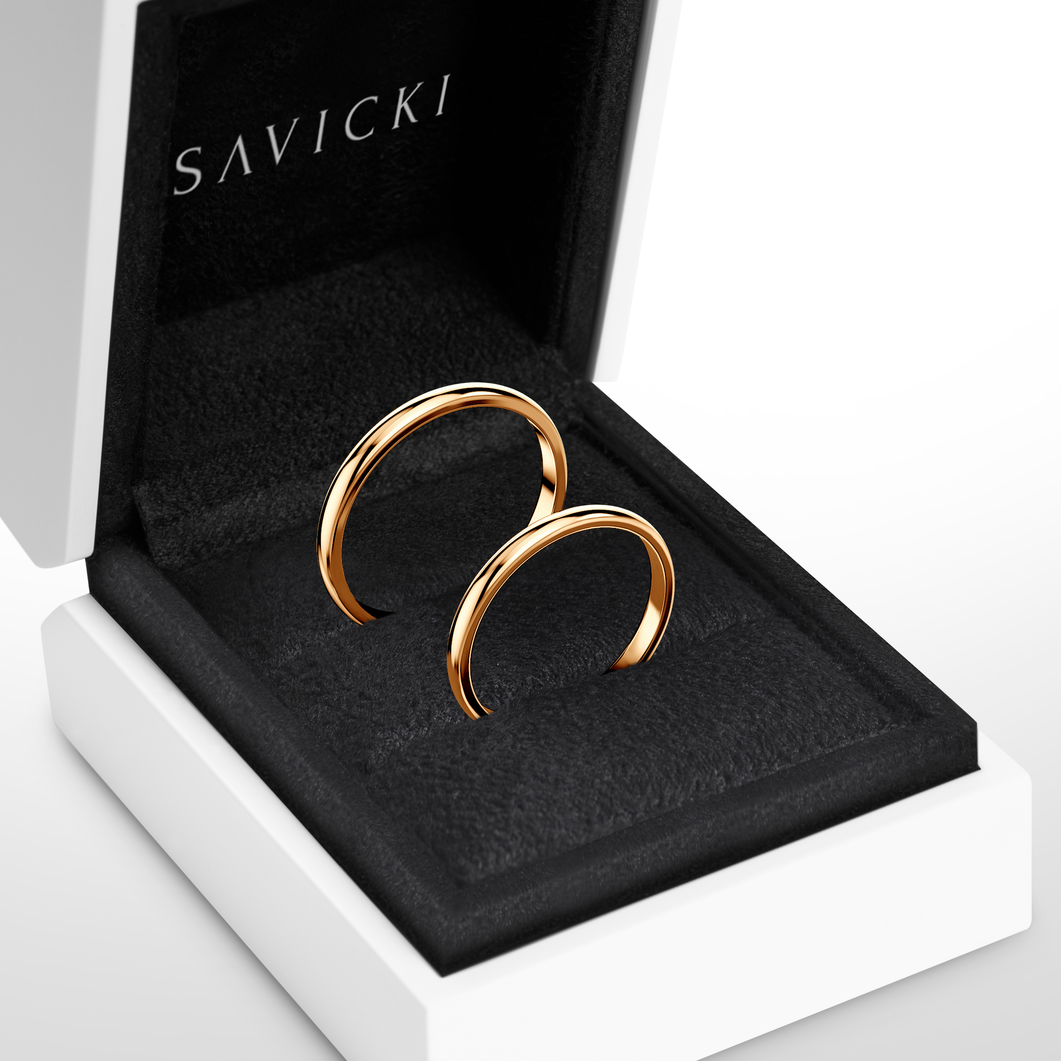 Obrączki ślubne: złote, półokrągłe, 2 mm