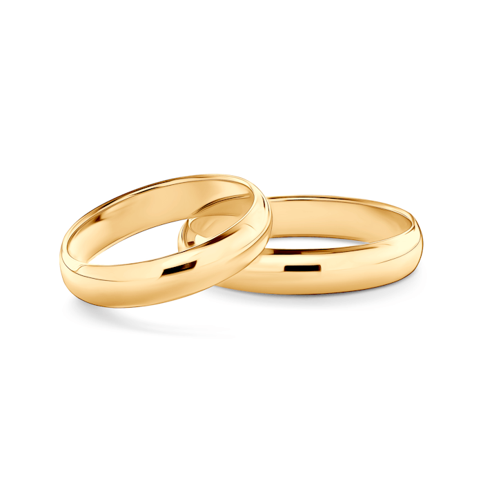 Snubní prsteny: žluté zlato, půlkulaté, 4 mm