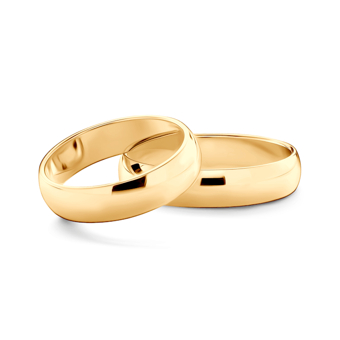 Wedding Rings: gold, D-Shaped, 5 mm