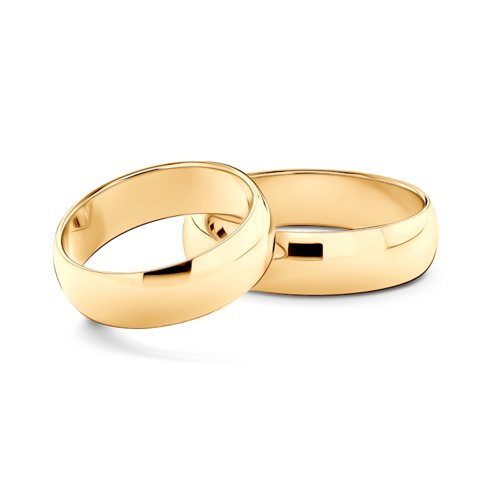 Wedding Rings: gold, D-Shaped, 6 mm