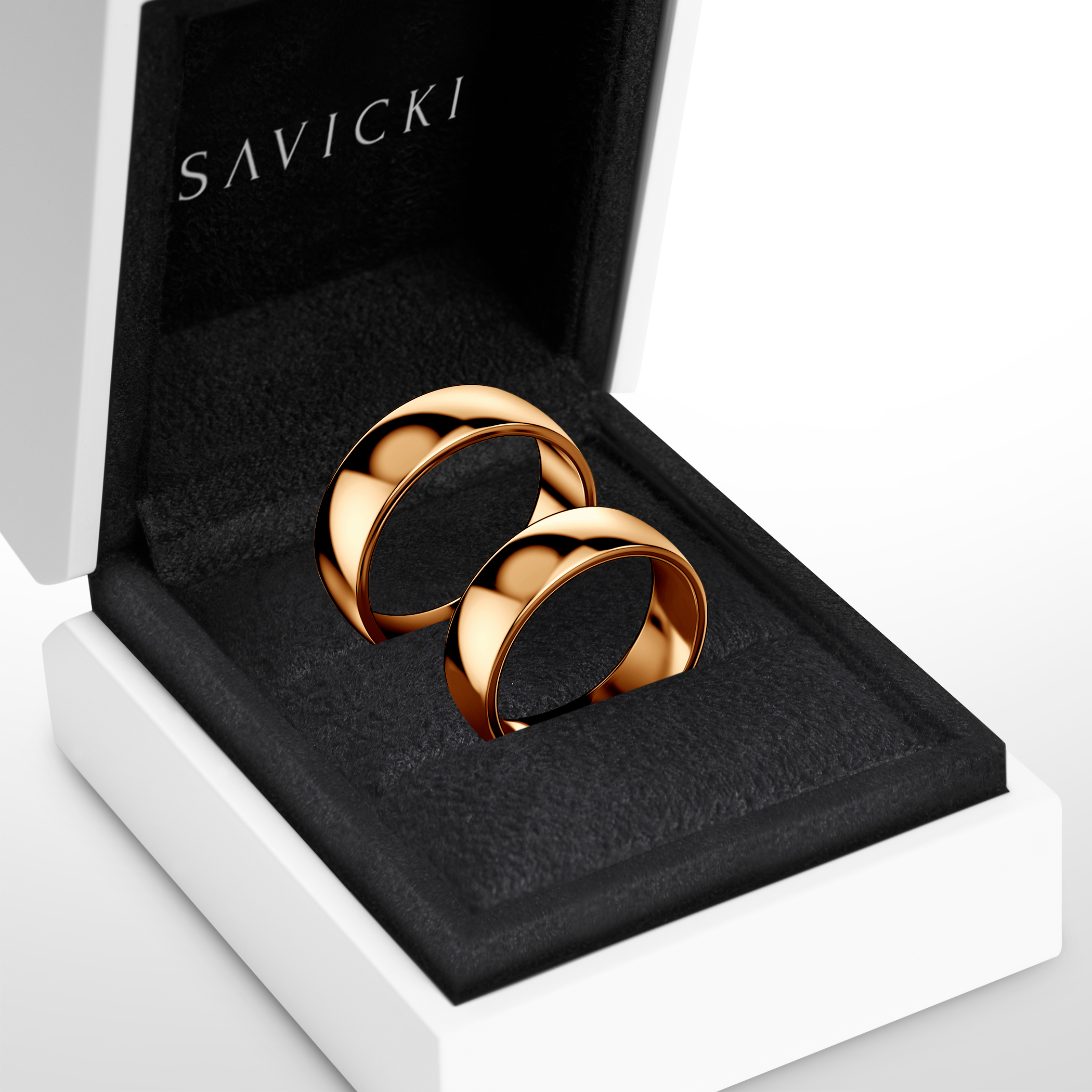 Obrączki ślubne: złote, półokrągłe, 6 mm