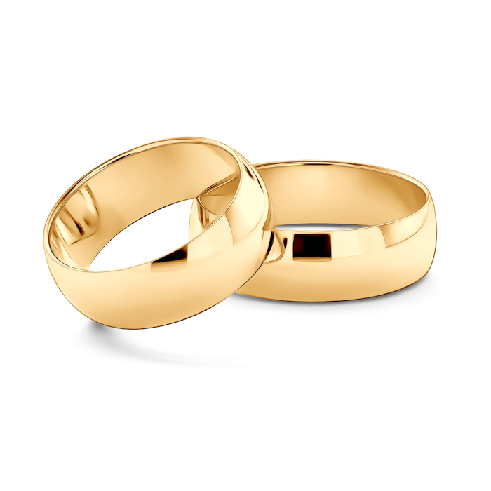 Obrączki ślubne: złote, półokrągłe, 7 mm