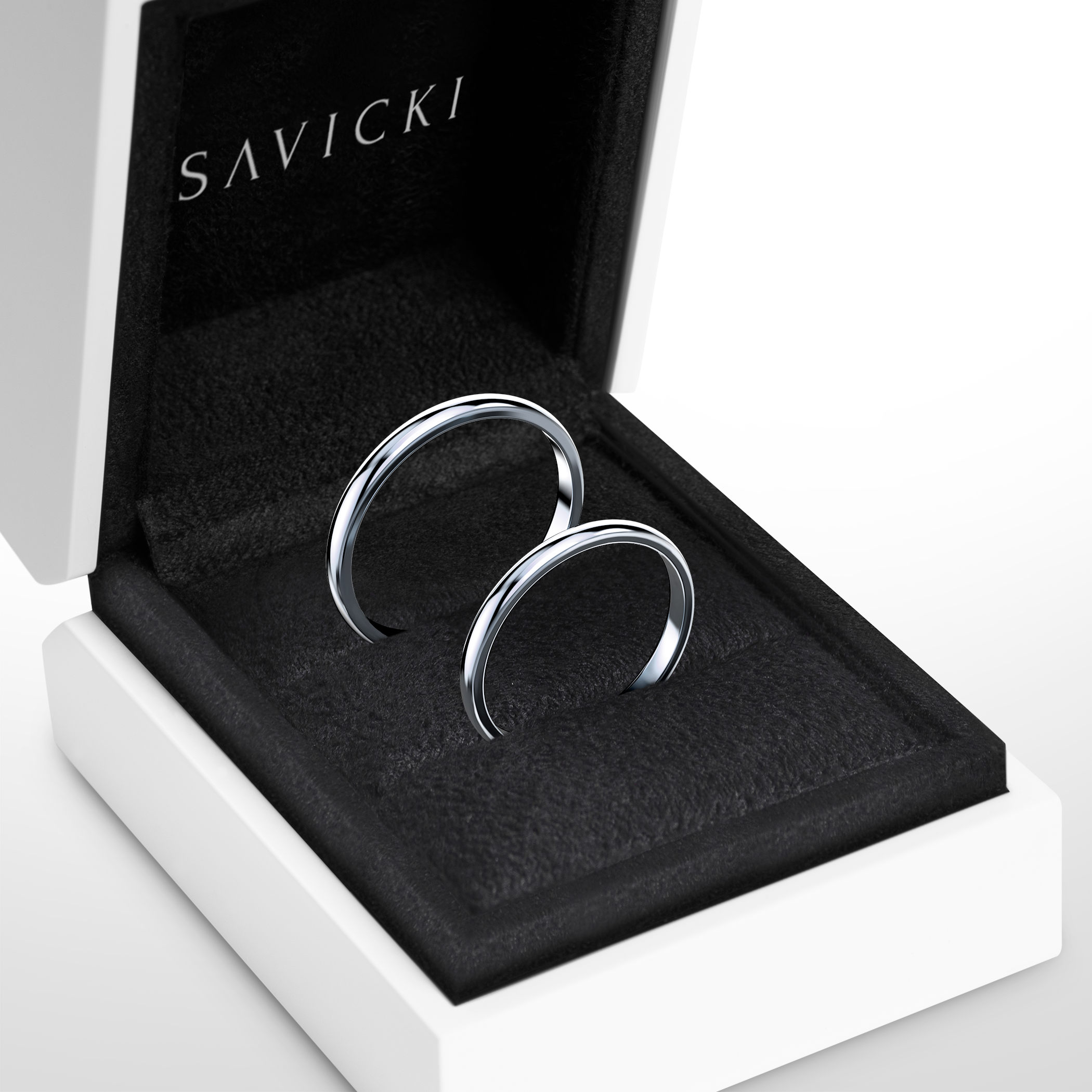 Obrączki ślubne: białe złoto, półokrągłe, 2 mm