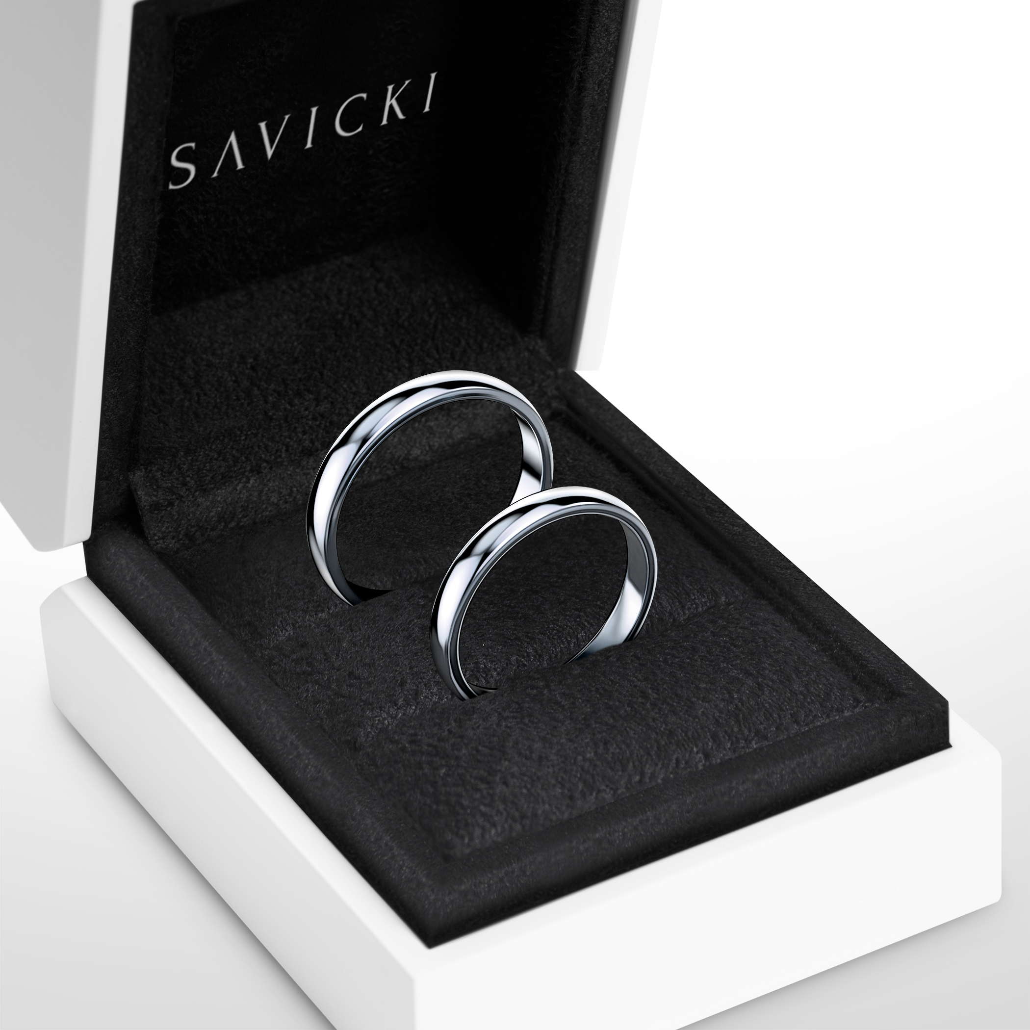 Obrączki ślubne: białe złoto, półokrągłe, 3 mm