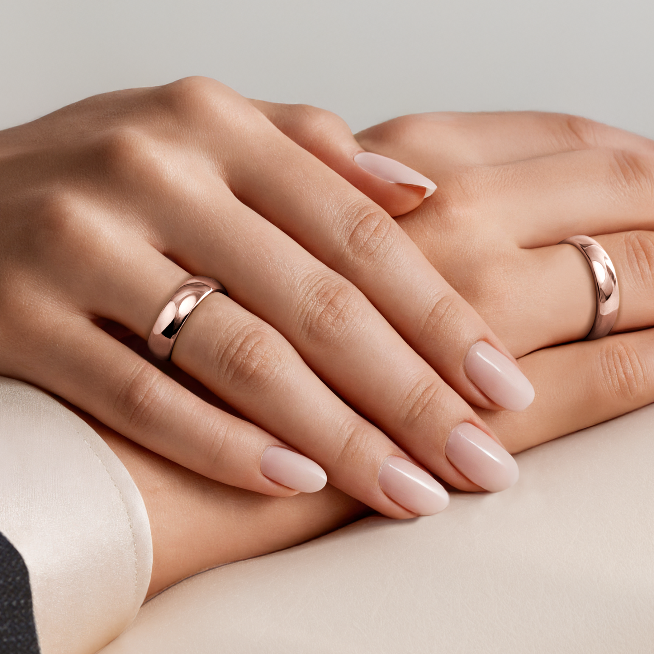 Obrączki ślubne: różowe złoto, półokrągłe, 5 mm