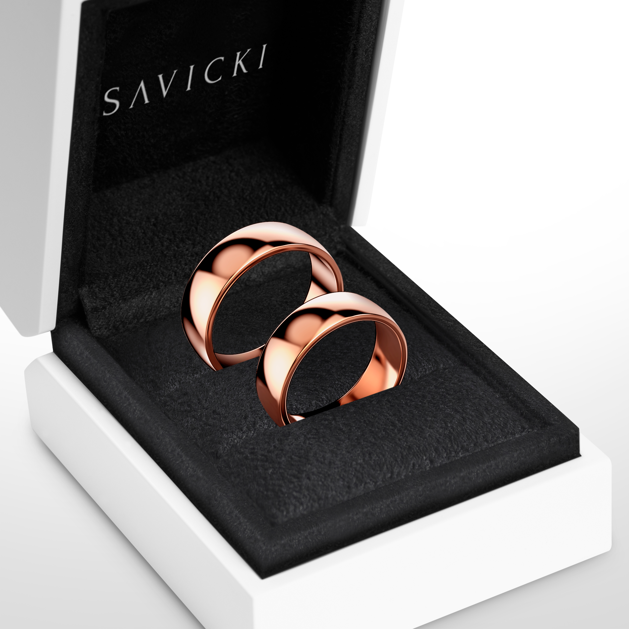 Obrączki ślubne: różowe złoto, półokrągłe, 6 mm