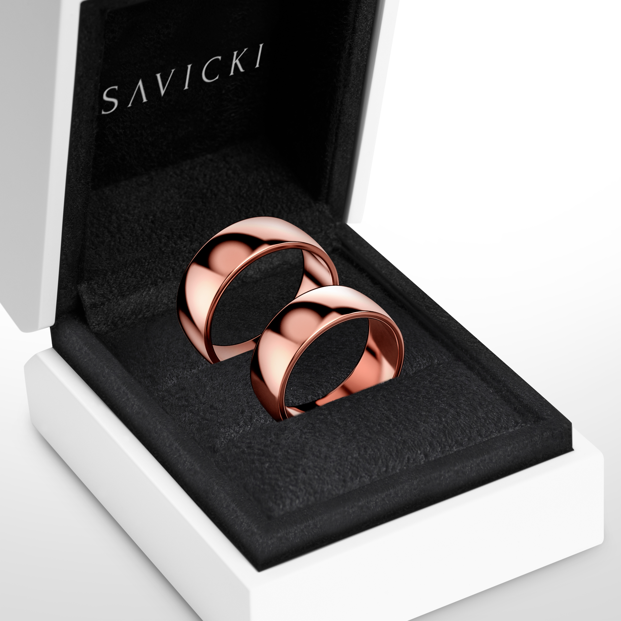 Obrączki ślubne: różowe złoto, półokrągłe, 7 mm