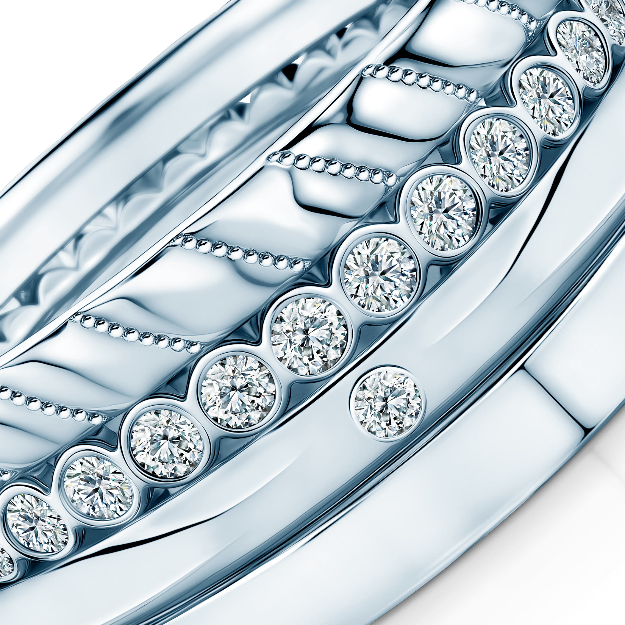 Pierścionki Symphony zestaw: srebrny, diamenty laboratoryjne