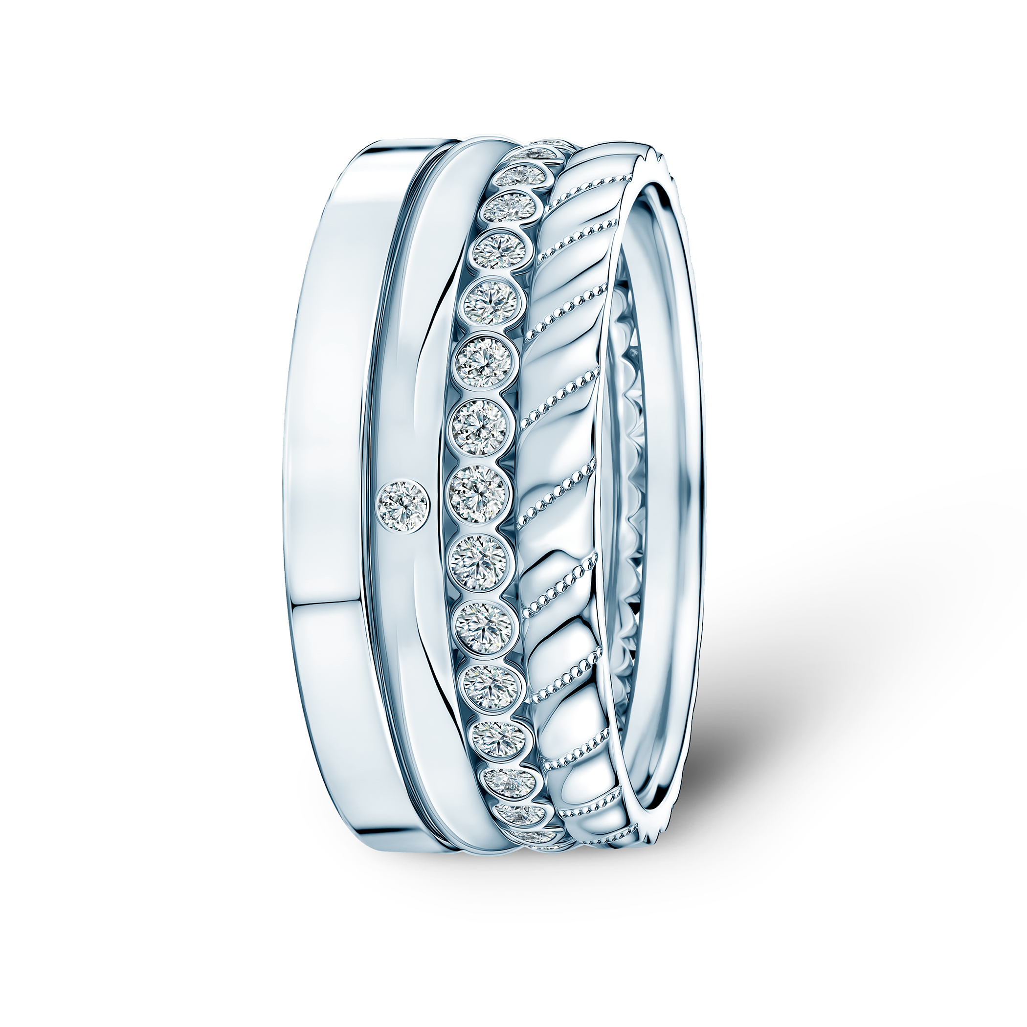 Pierścionki Symphony zestaw: srebrny, diamenty laboratoryjne