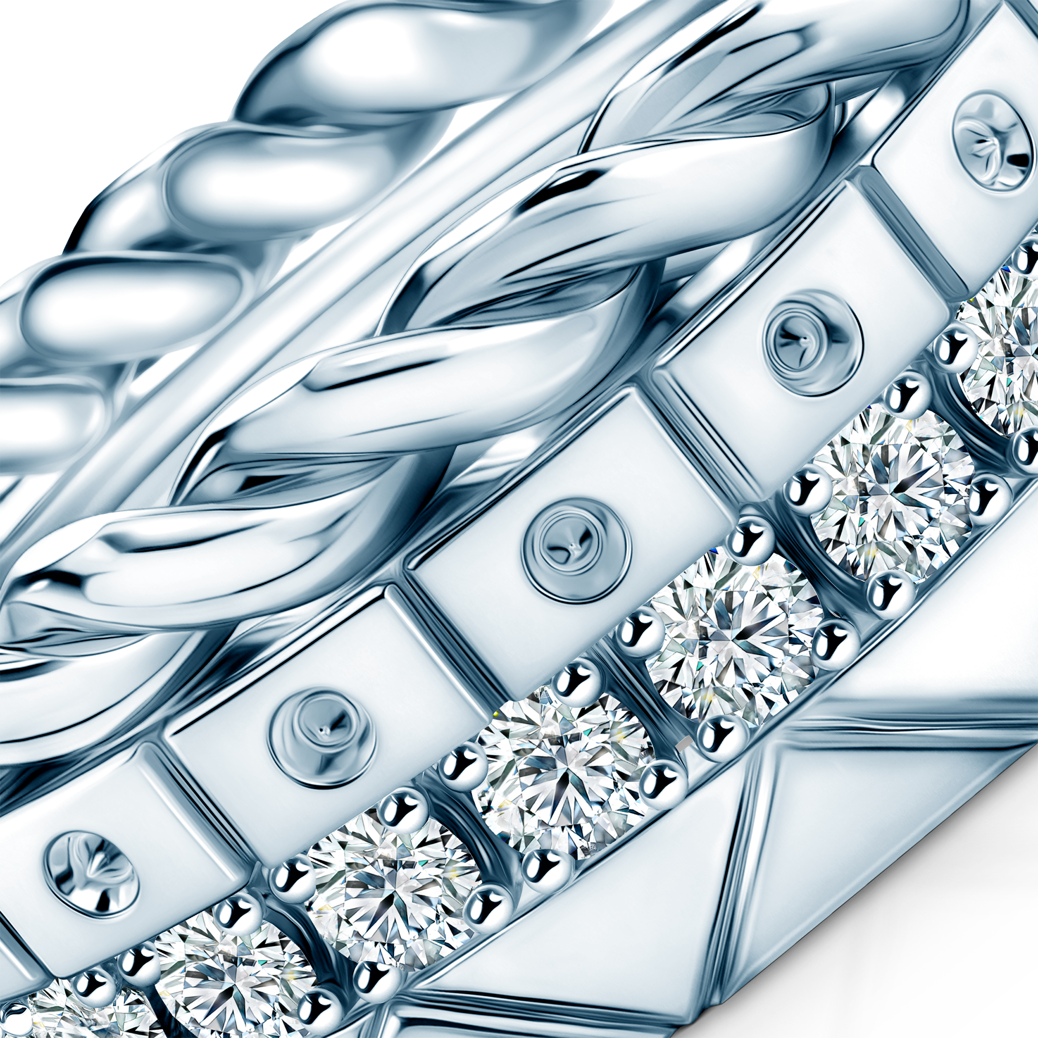 Pierścionki Symphony zestaw: srebrny, diamenty laboratoryjne