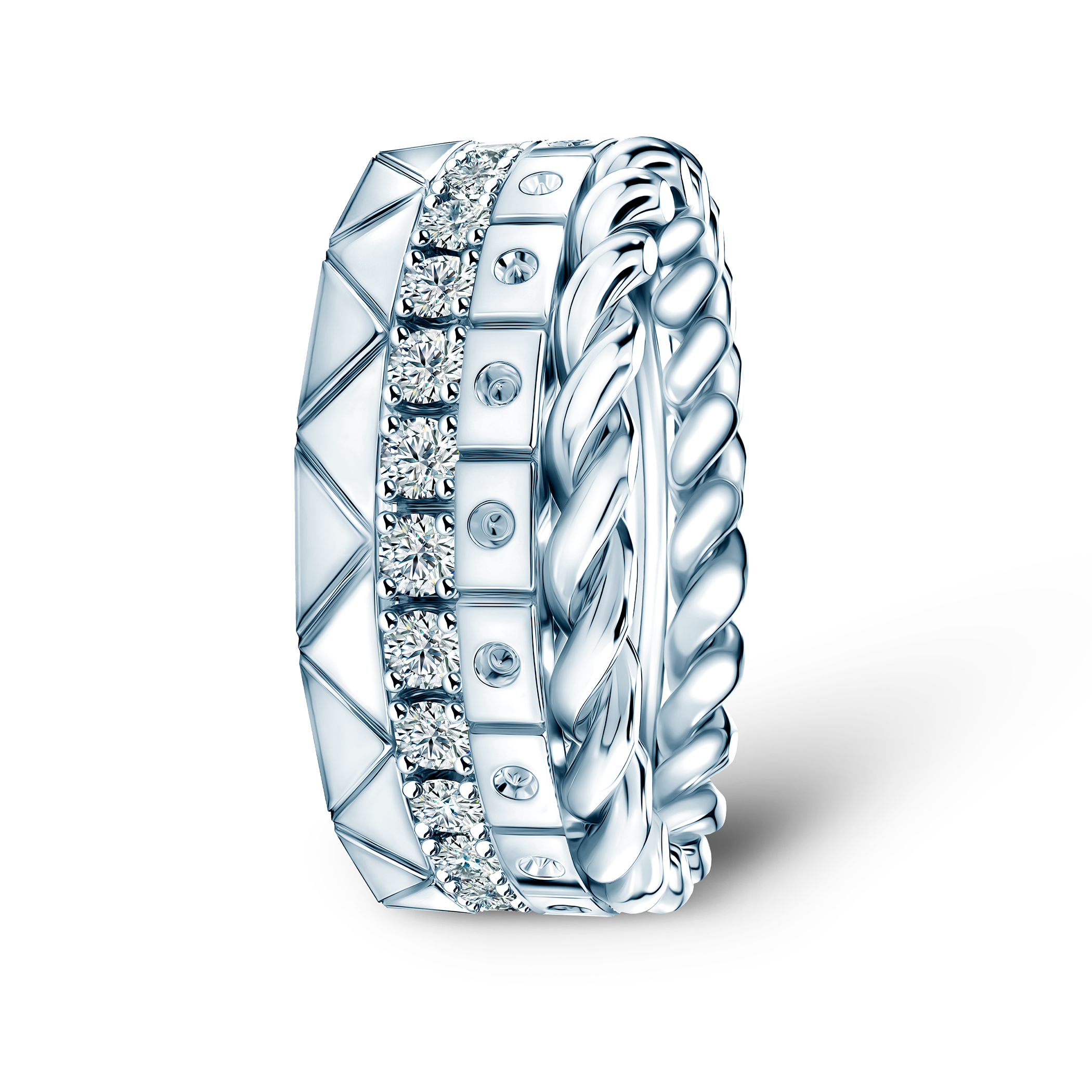 Pierścionki Symphony zestaw: srebrny, diamenty laboratoryjne