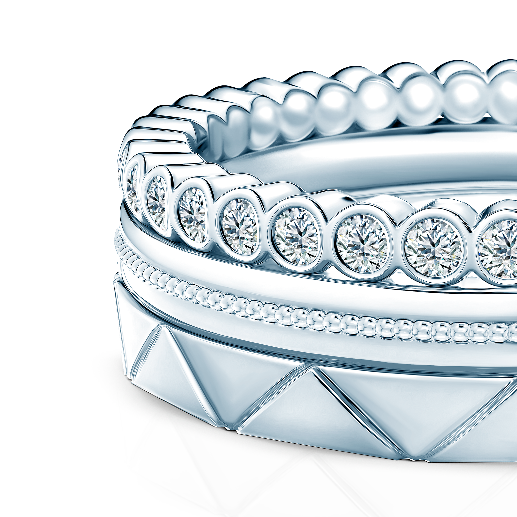 Pierścionki Symphony zestaw: srebrny, diamenty laboratoryjne