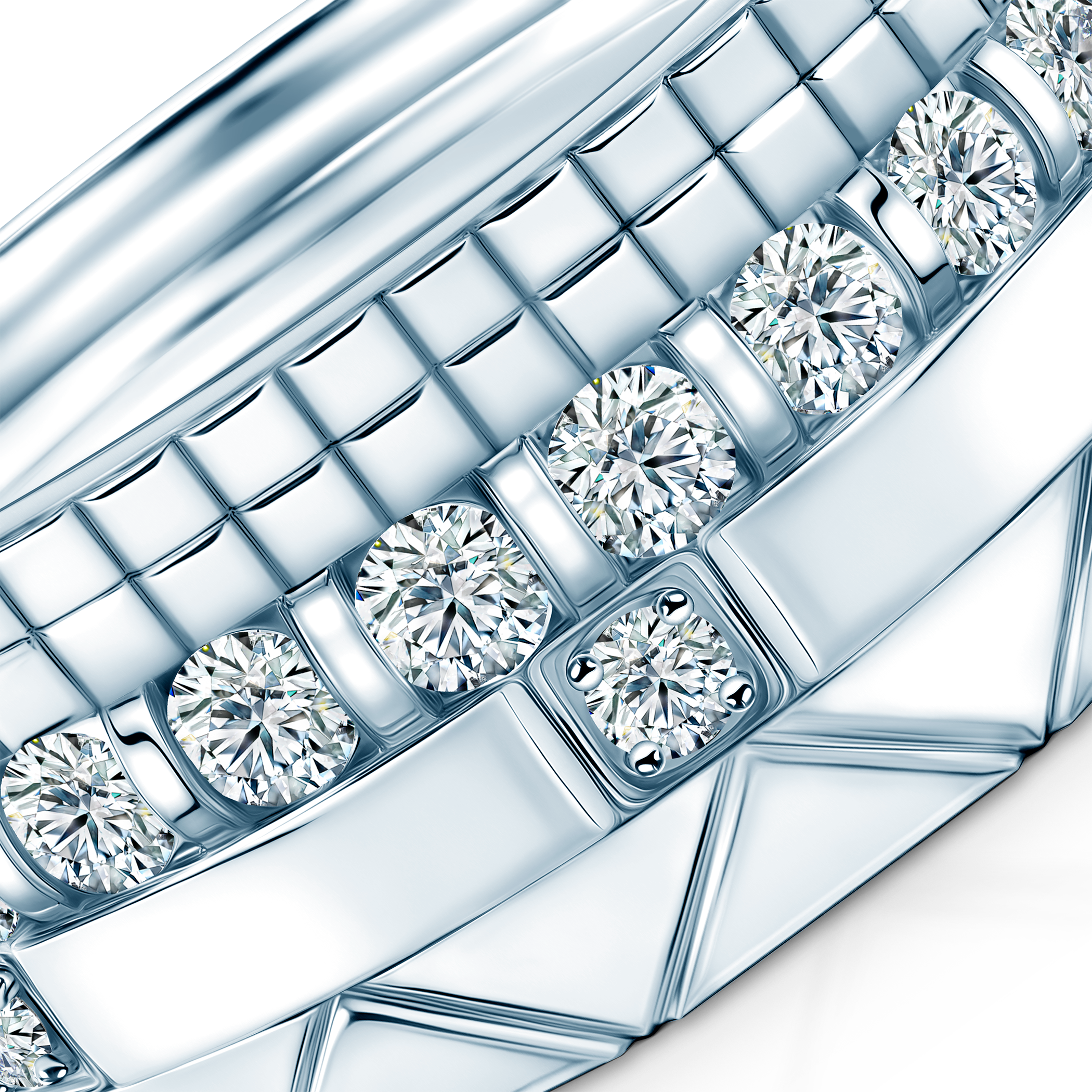 Pierścionki Symphony zestaw: srebrny, diamenty laboratoryjne